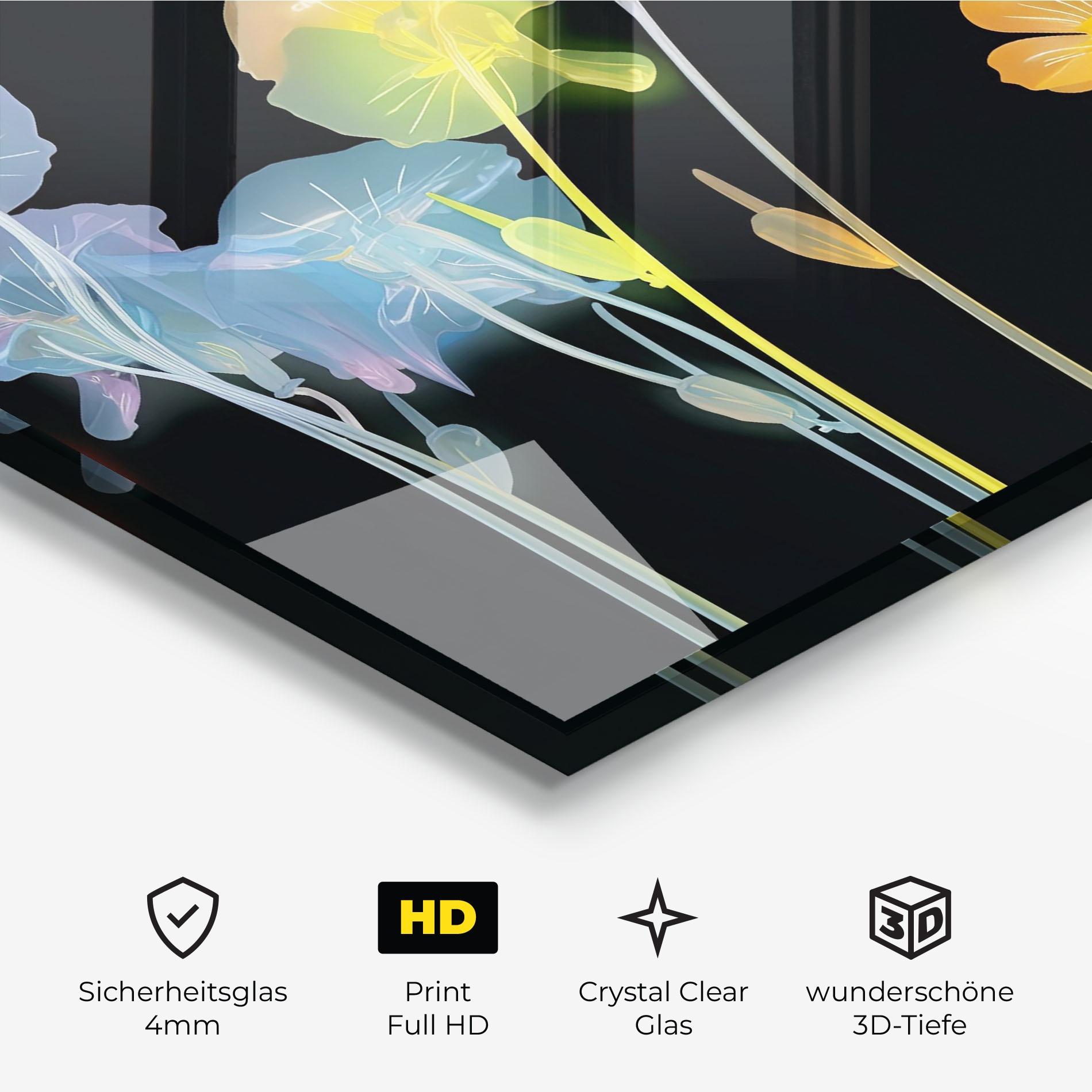 Glasbild Neon Poppy mockup 3