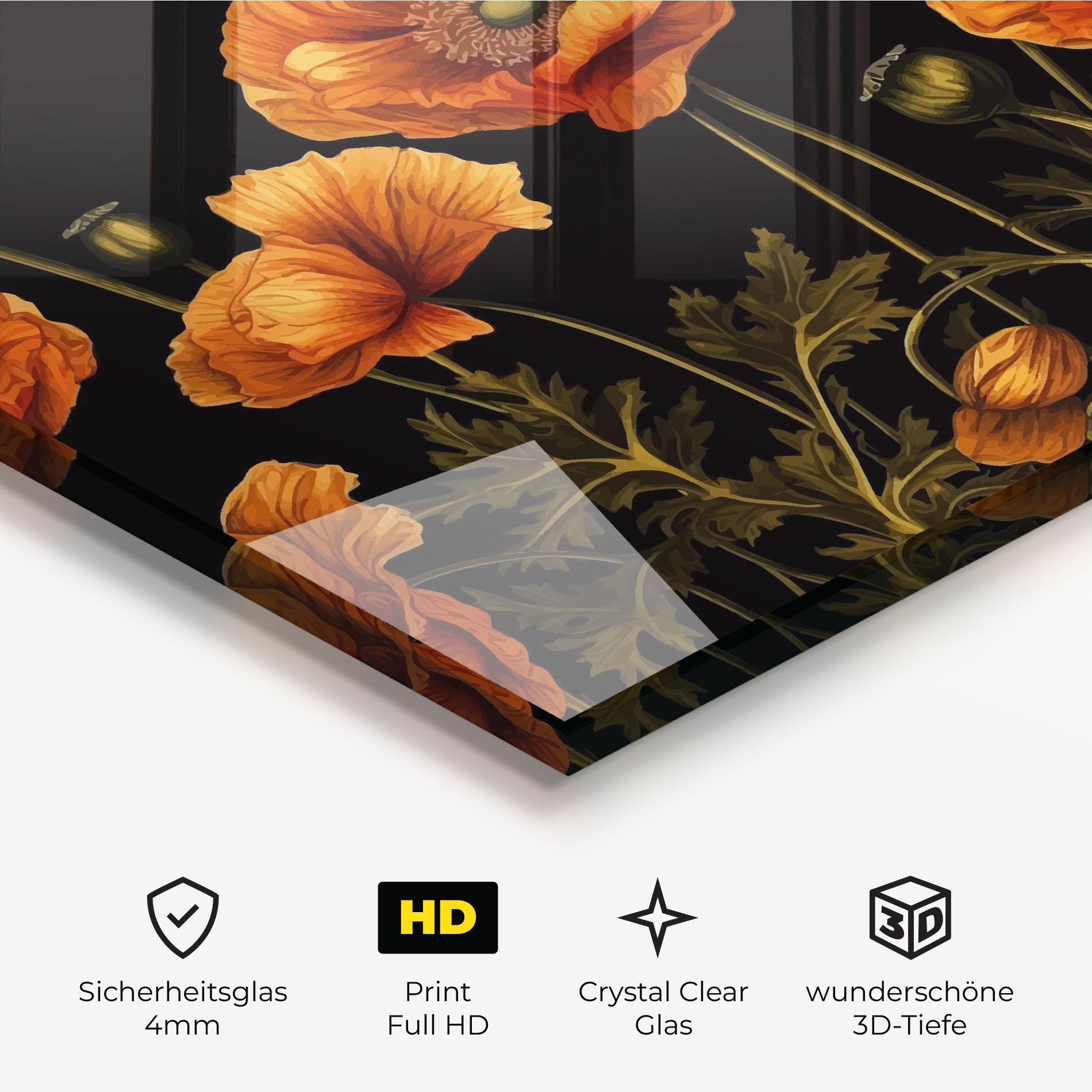 Glasbild Orange Poppies mockup 3