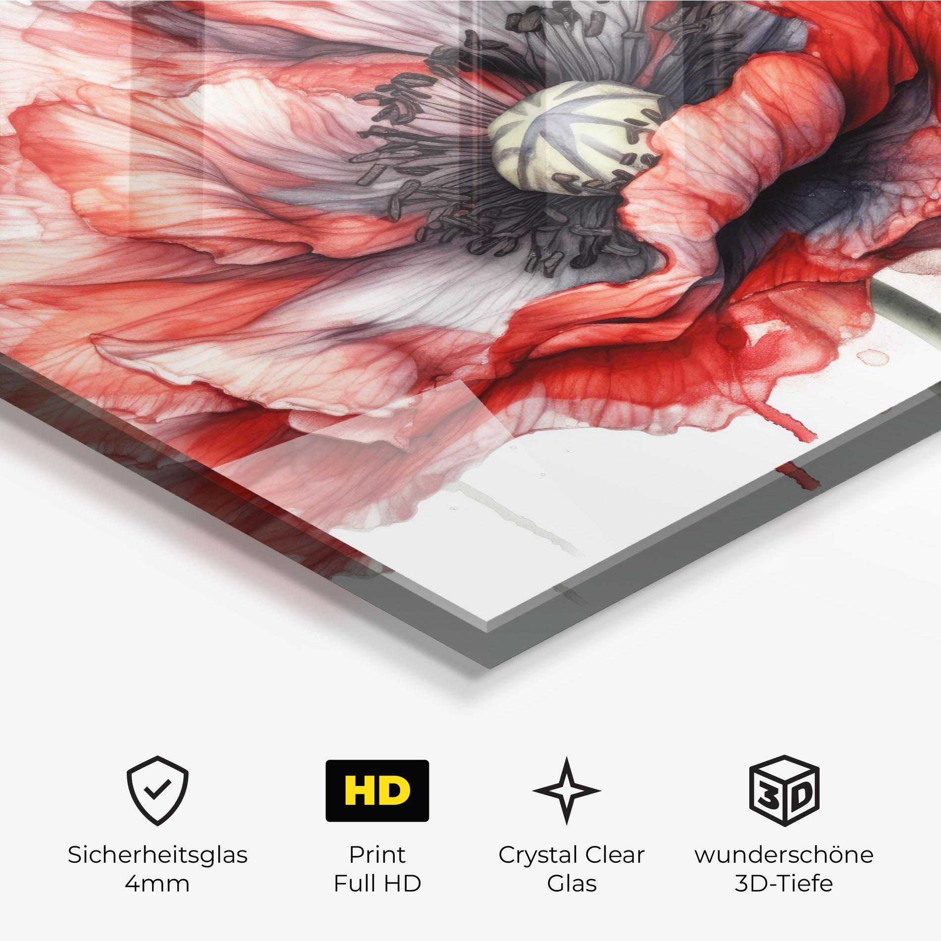 Glasbild Painted Red Poppy mockup 3
