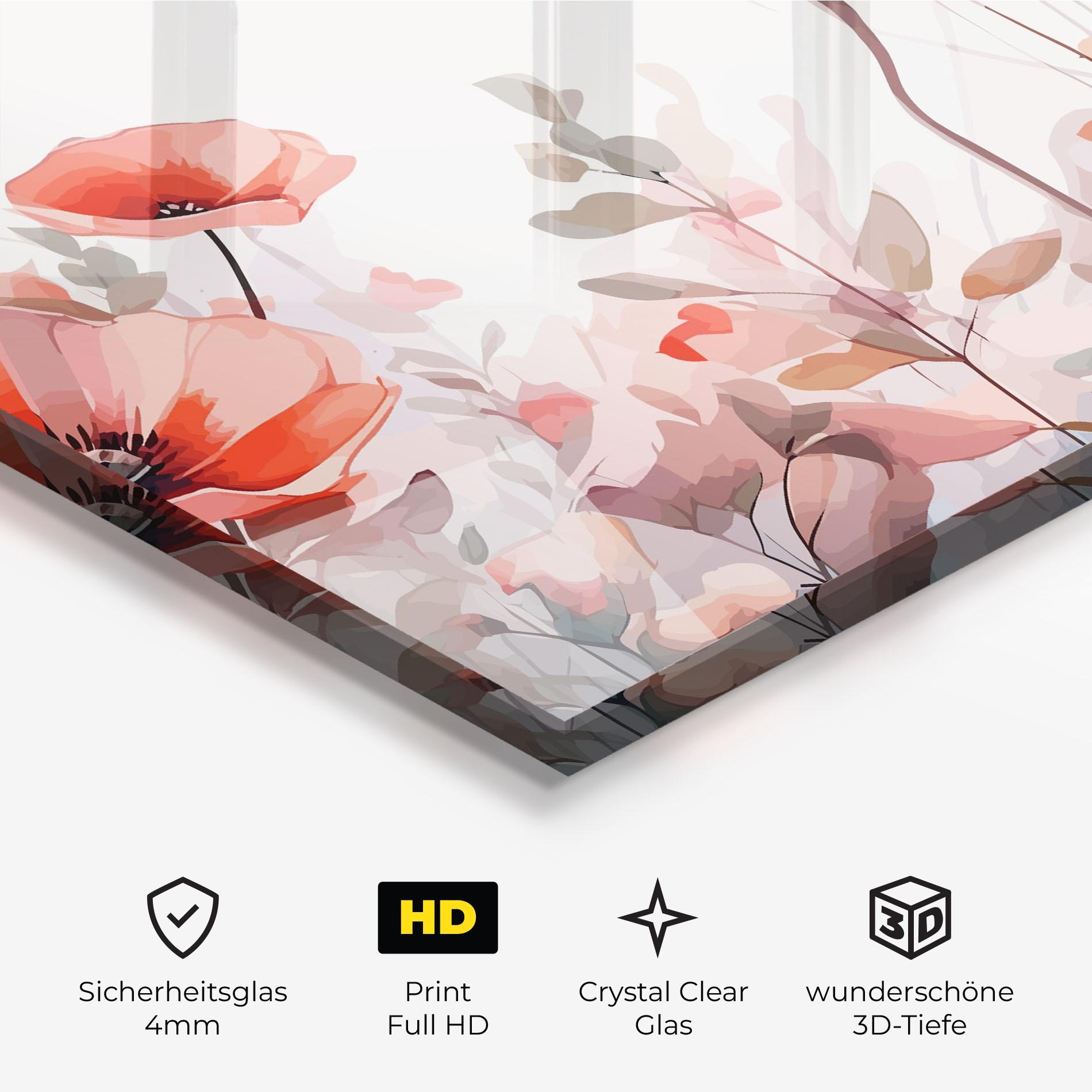 Glasbild Pastel Red Poppy mockup 3