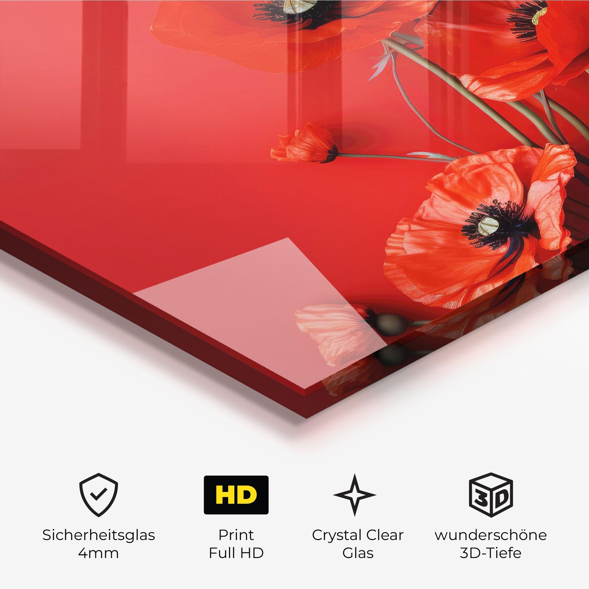 Glasbild Poppies On The Table mockup 3