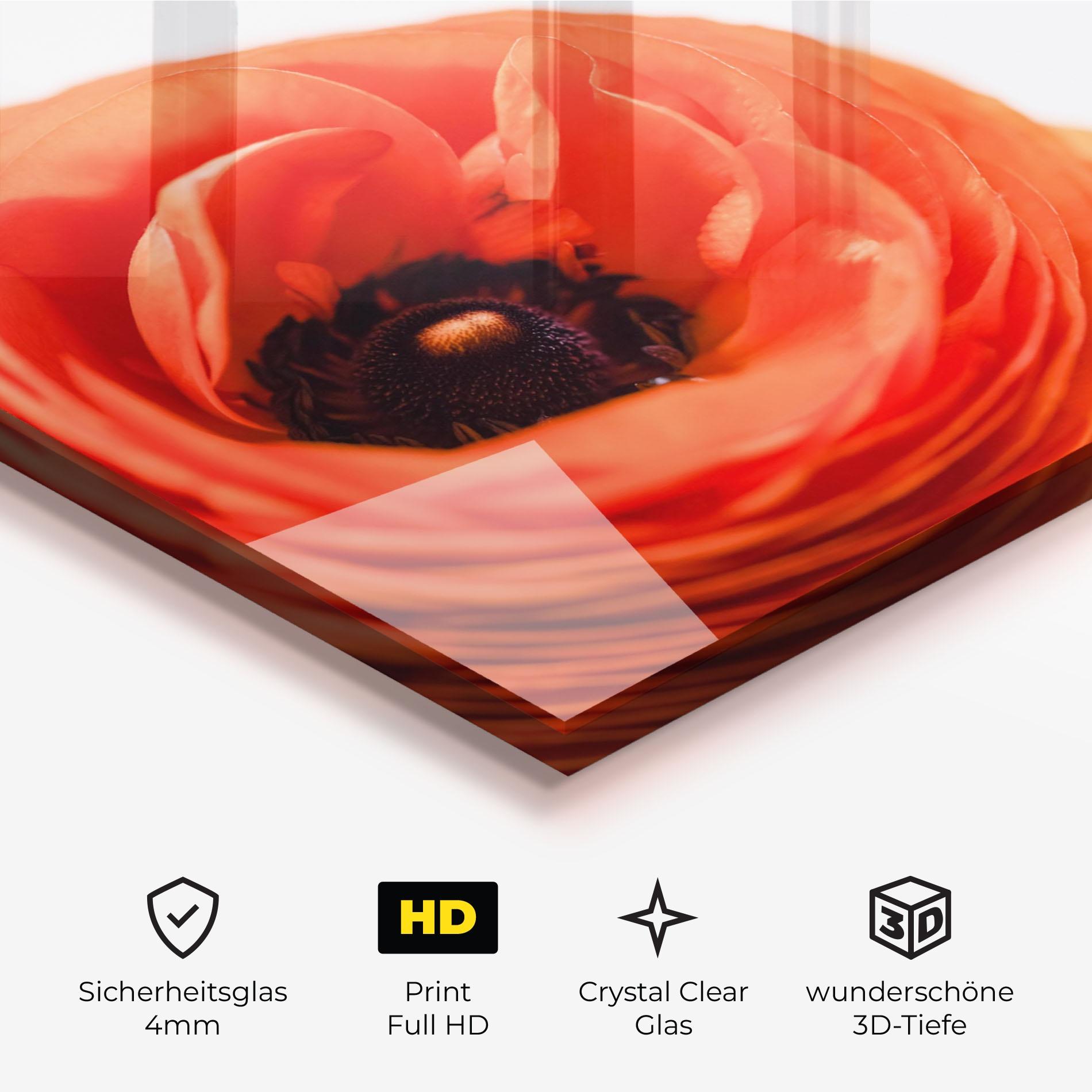 Glasbild Pretty Red Poppy mockup 3