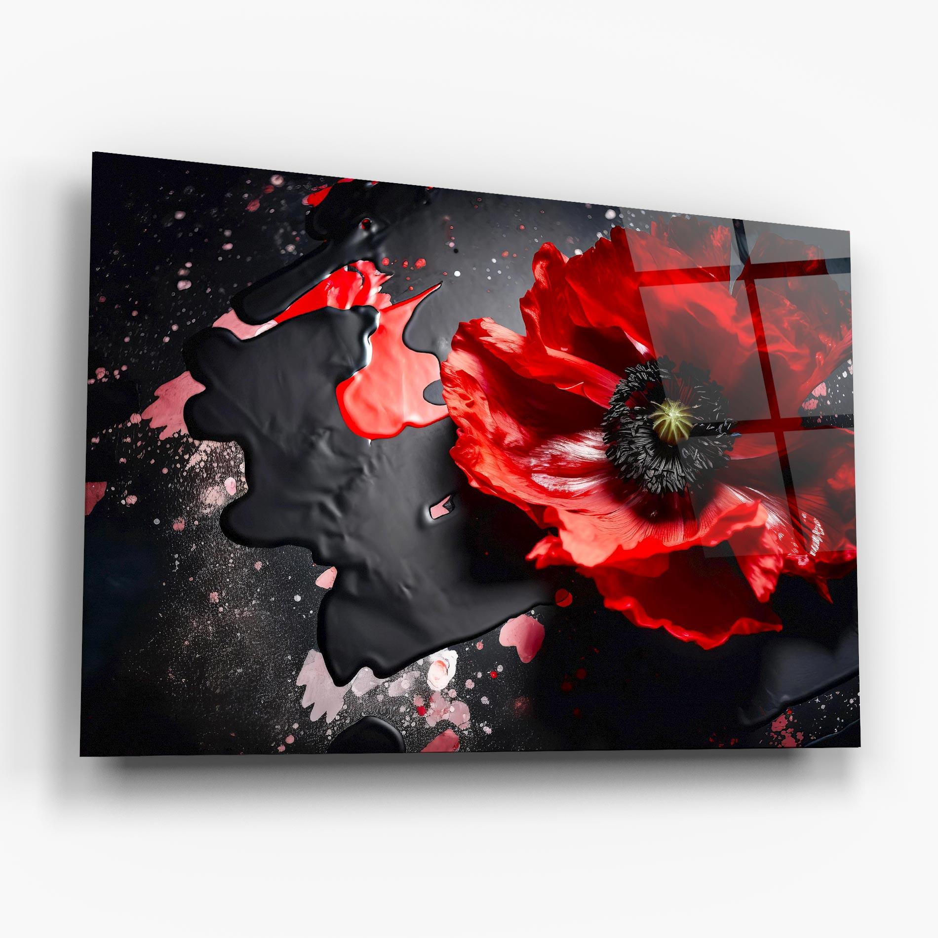 Glasbild Black Liquid Poppy mockup 6