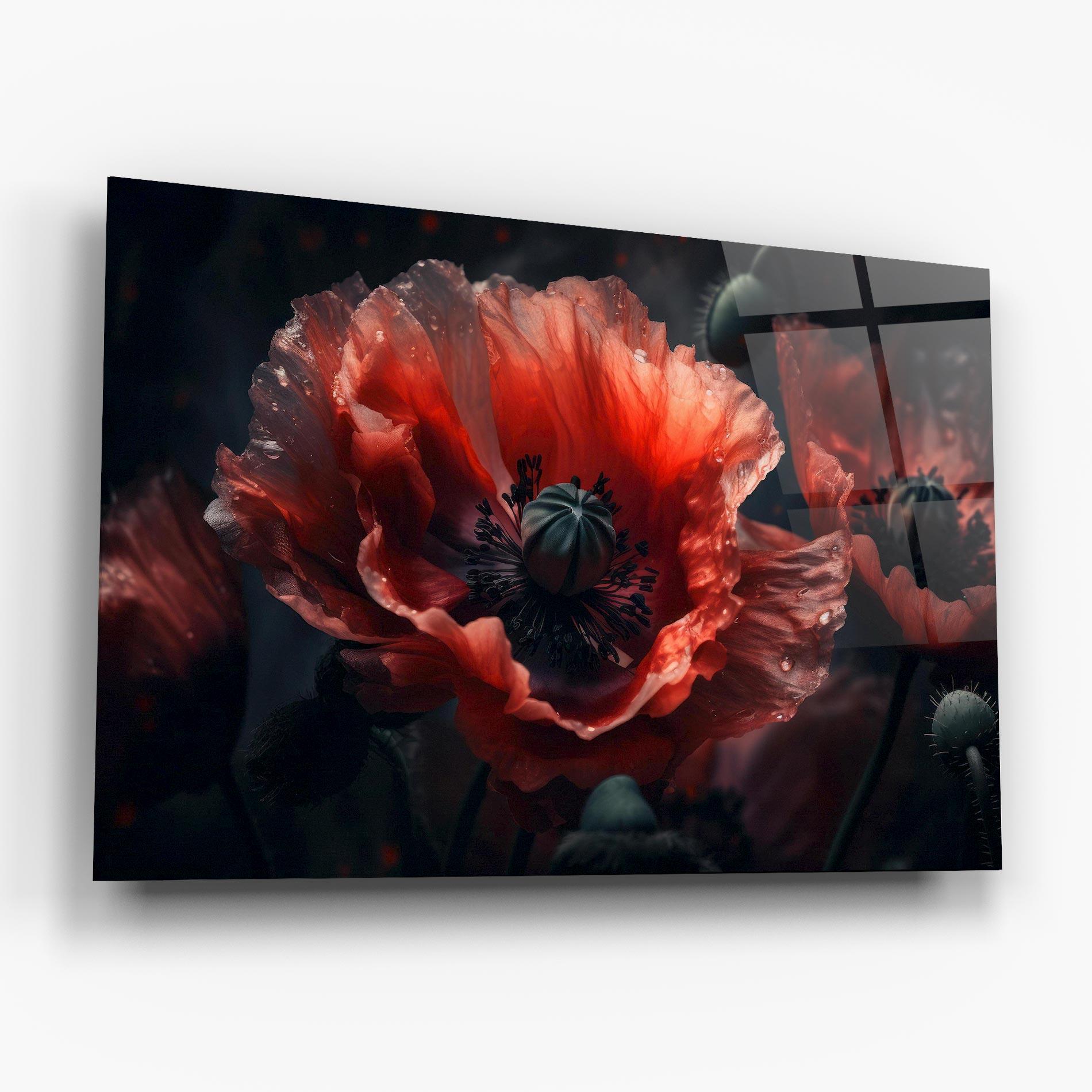 Glasbild Dark Shade Poppy mockup 6