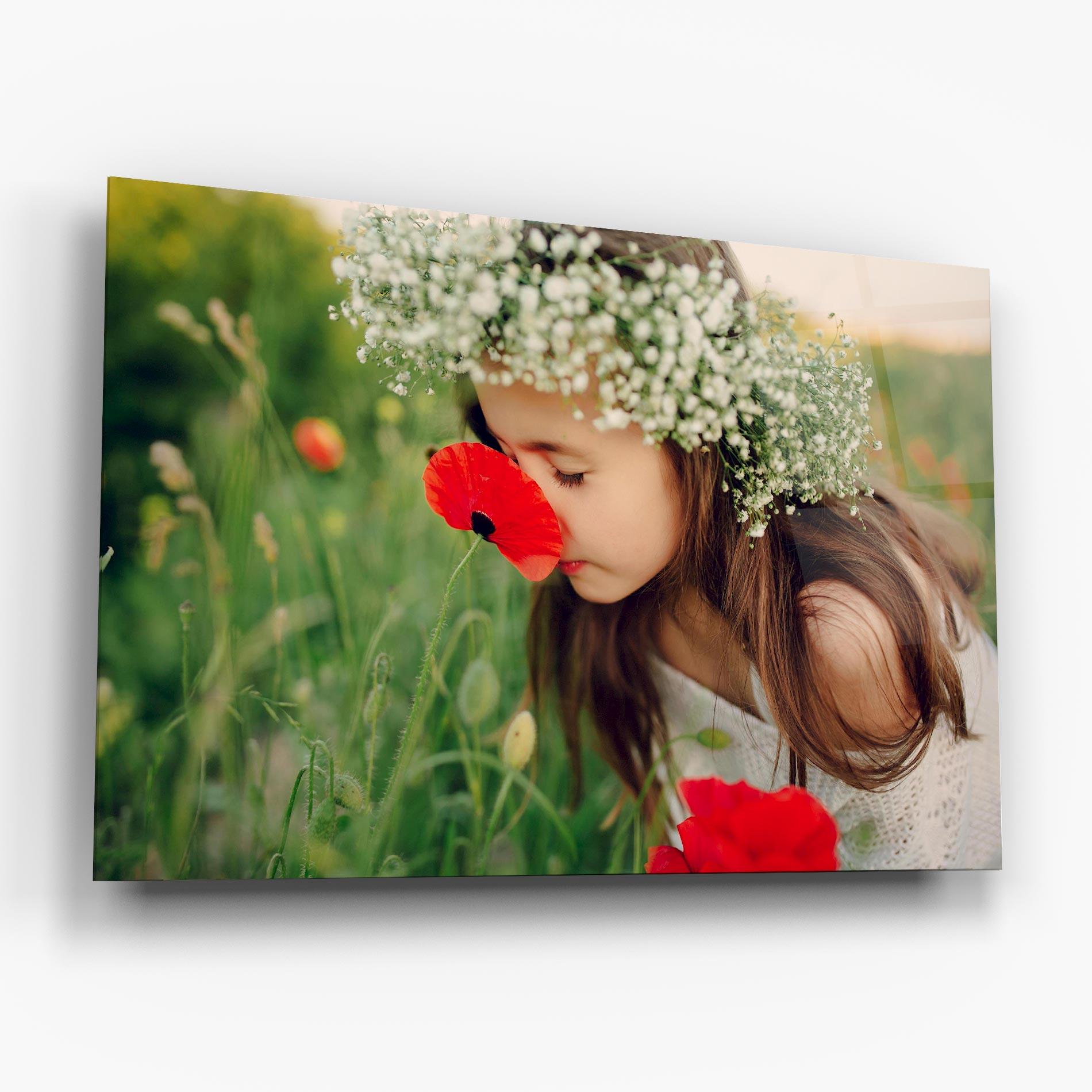 Glasbild Girl With Poppies mockup 6