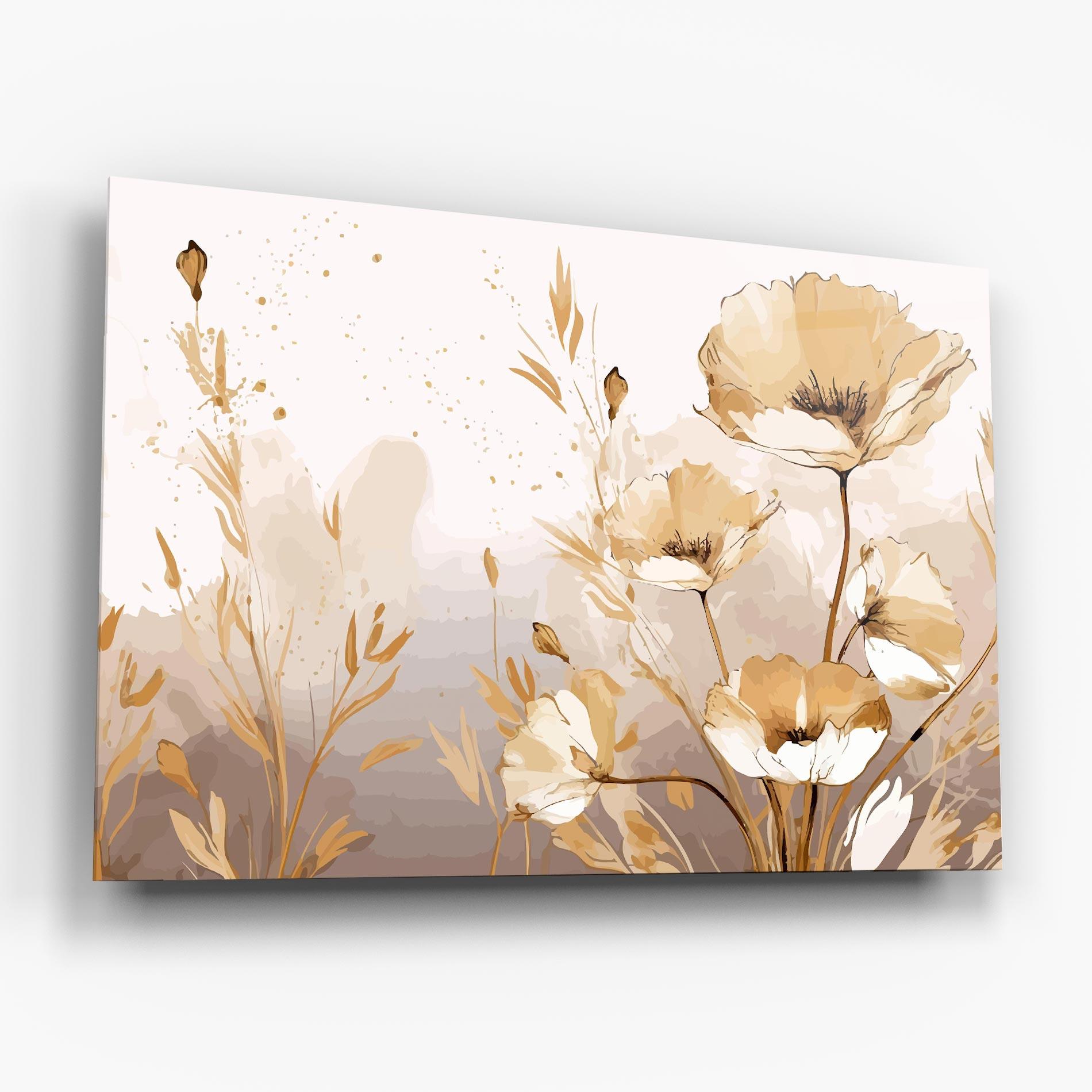 Glasbild Gold Cream Poppy mockup 6