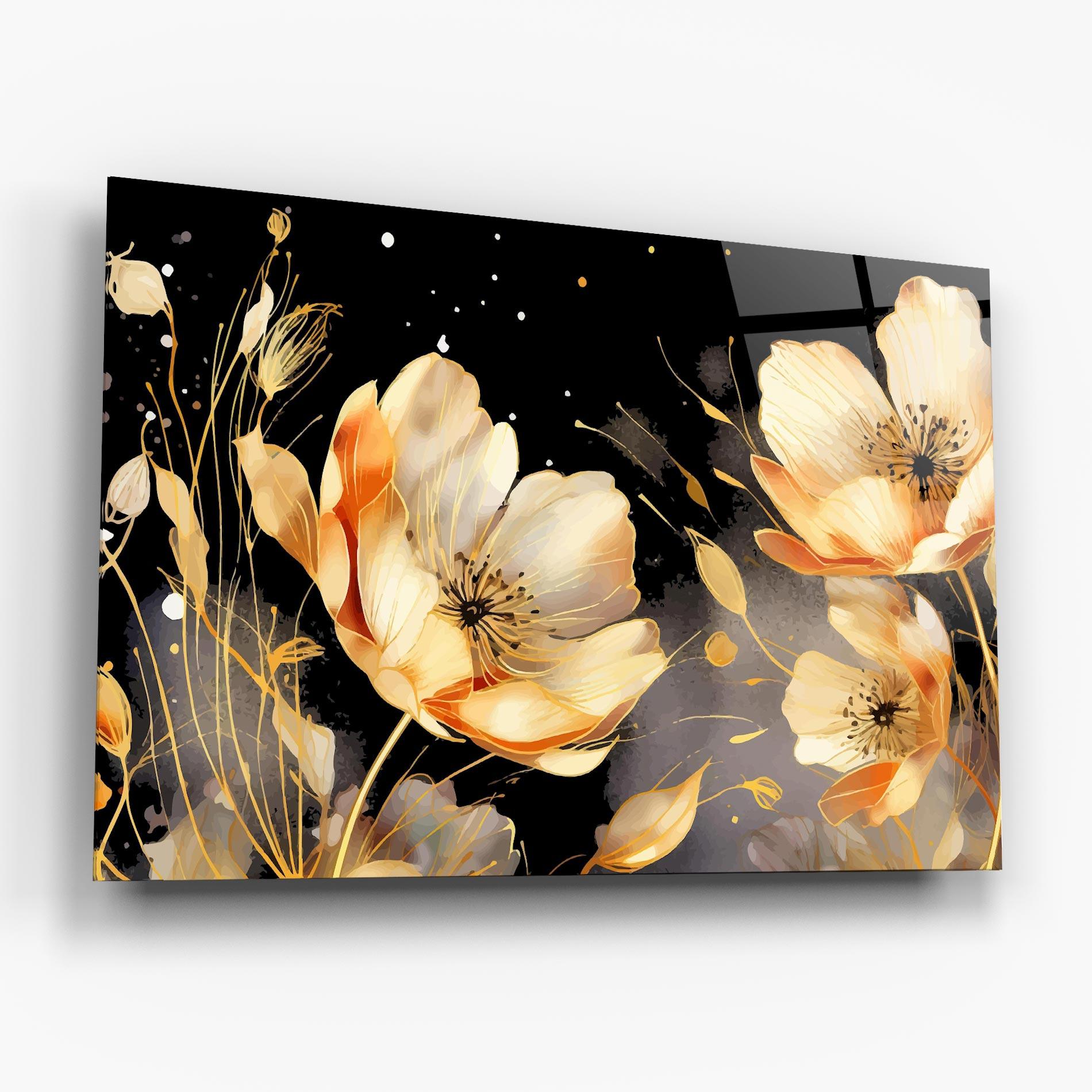 Glasbild Gold Poppy Black mockup 6