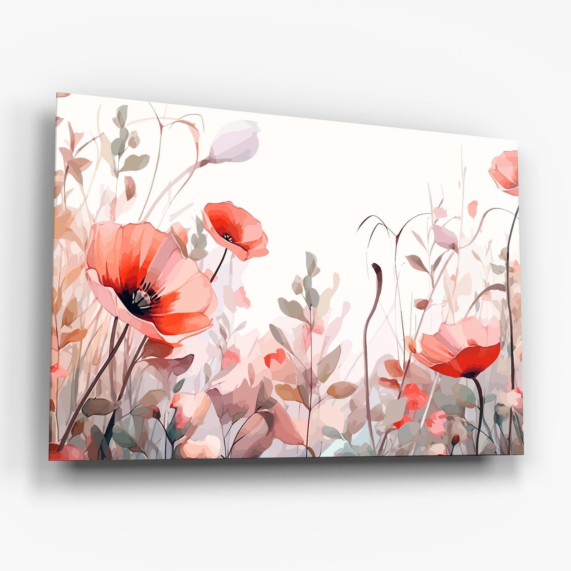 Glasbild Pastel Red Poppy mockup 6