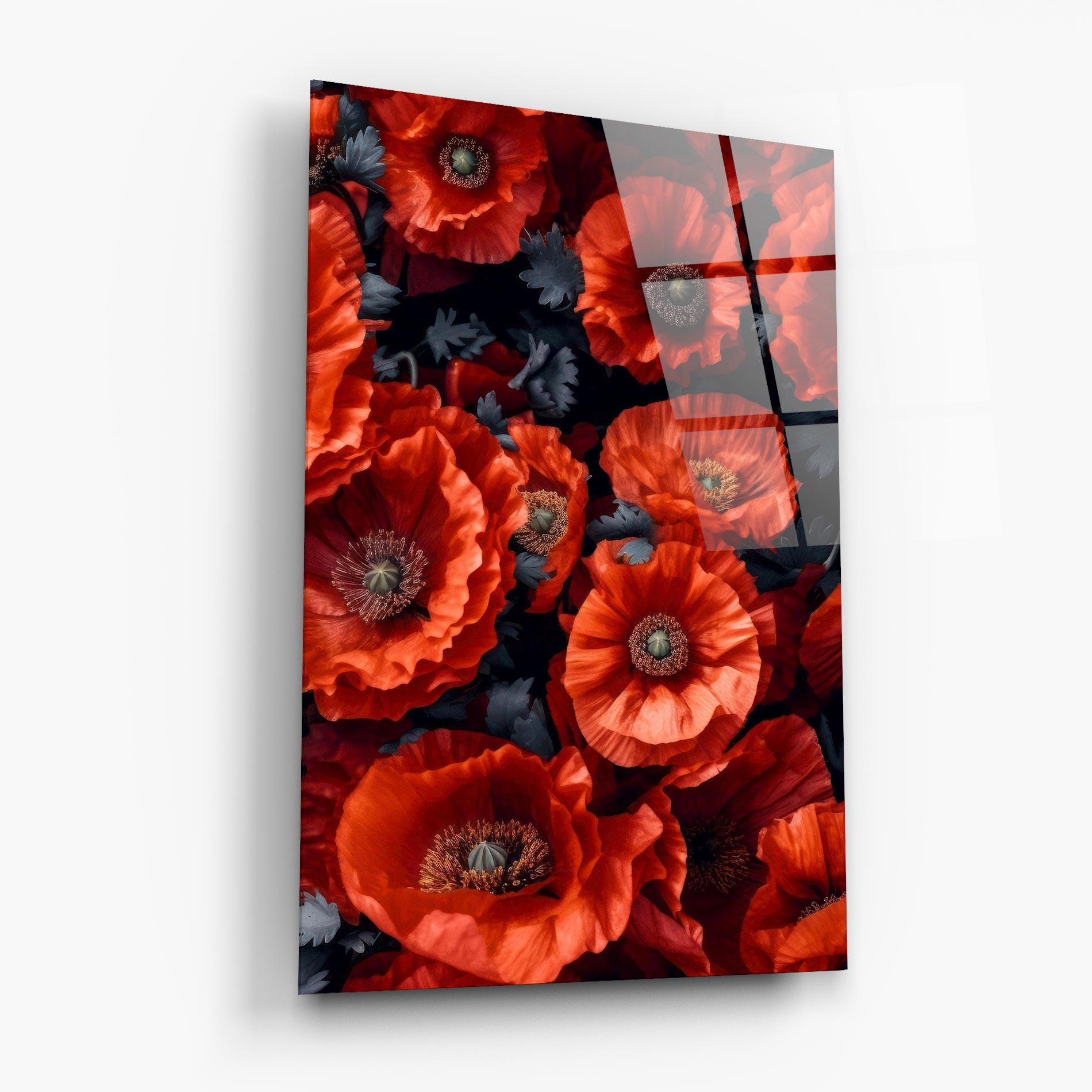 Glasbild Black Red Poppies mockup 6