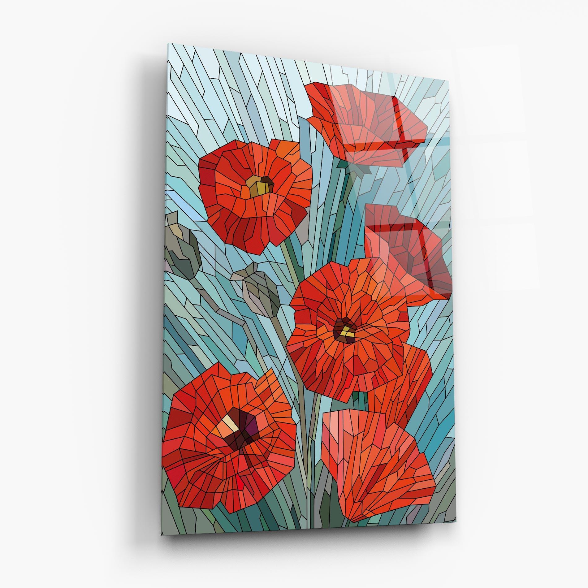 Glasbild Blue Glass Poppy mockup 6