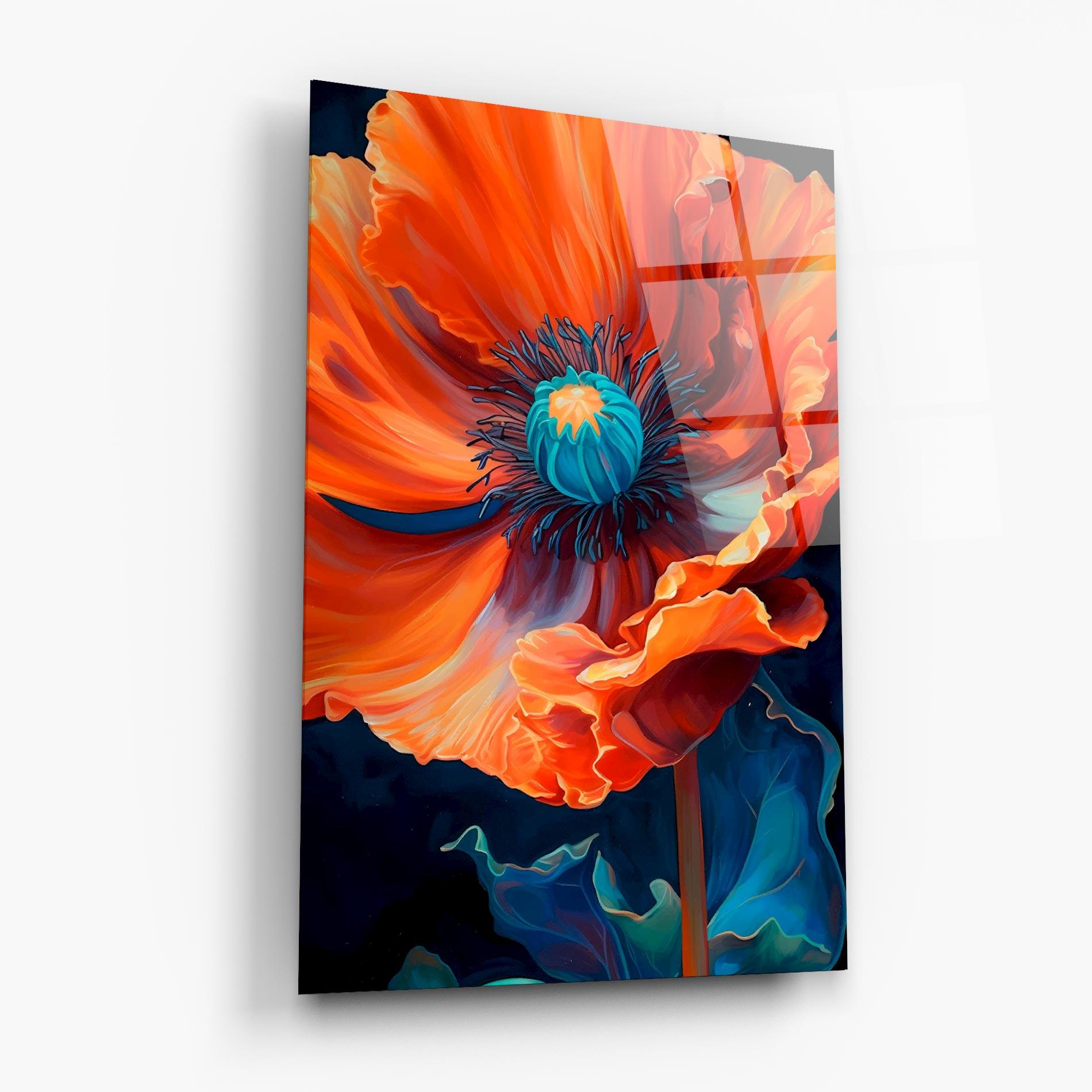 Glasbild Orange Blue Poppy mockup 6