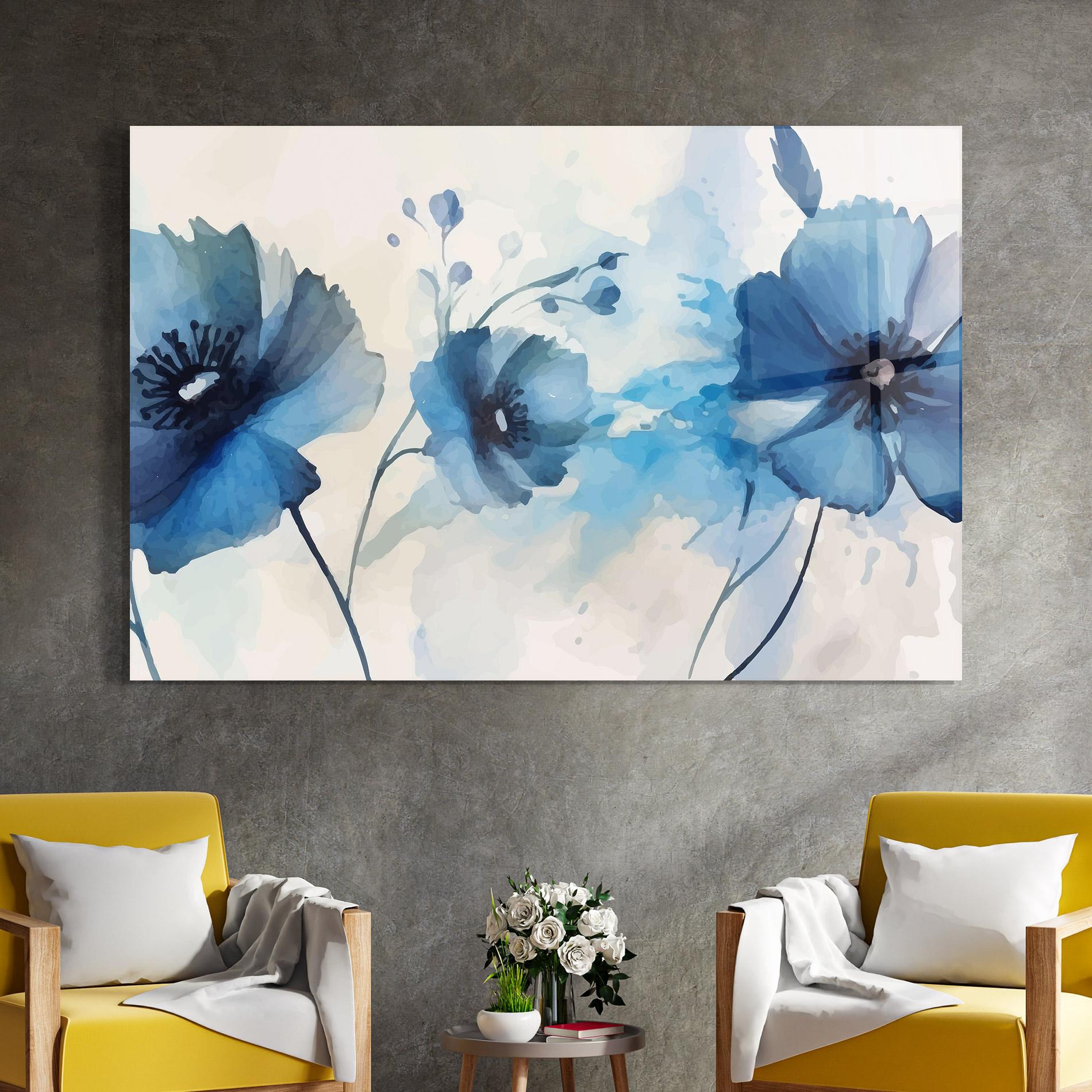 Glasbild Blue Poppies mockup 4