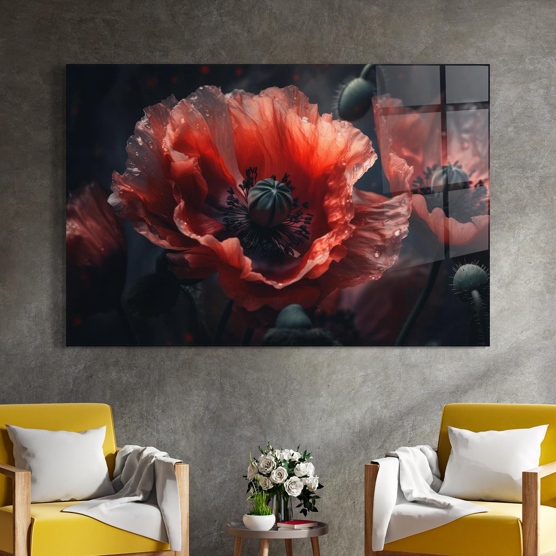 Glasbild Dark Shade Poppy mockup 4