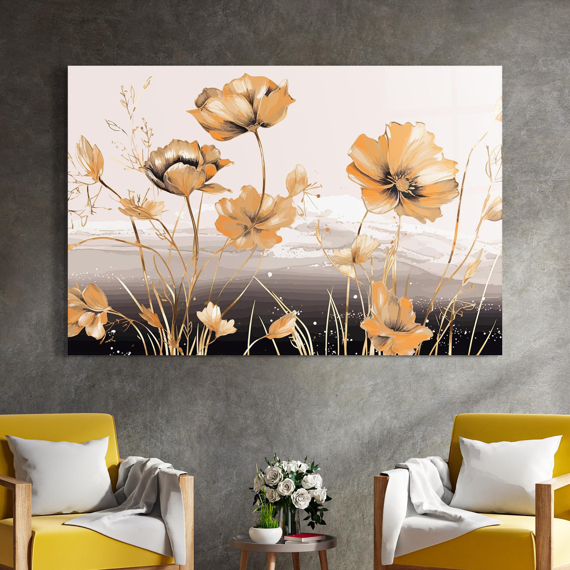Glasbild Gold Black Poppy mockup 4
