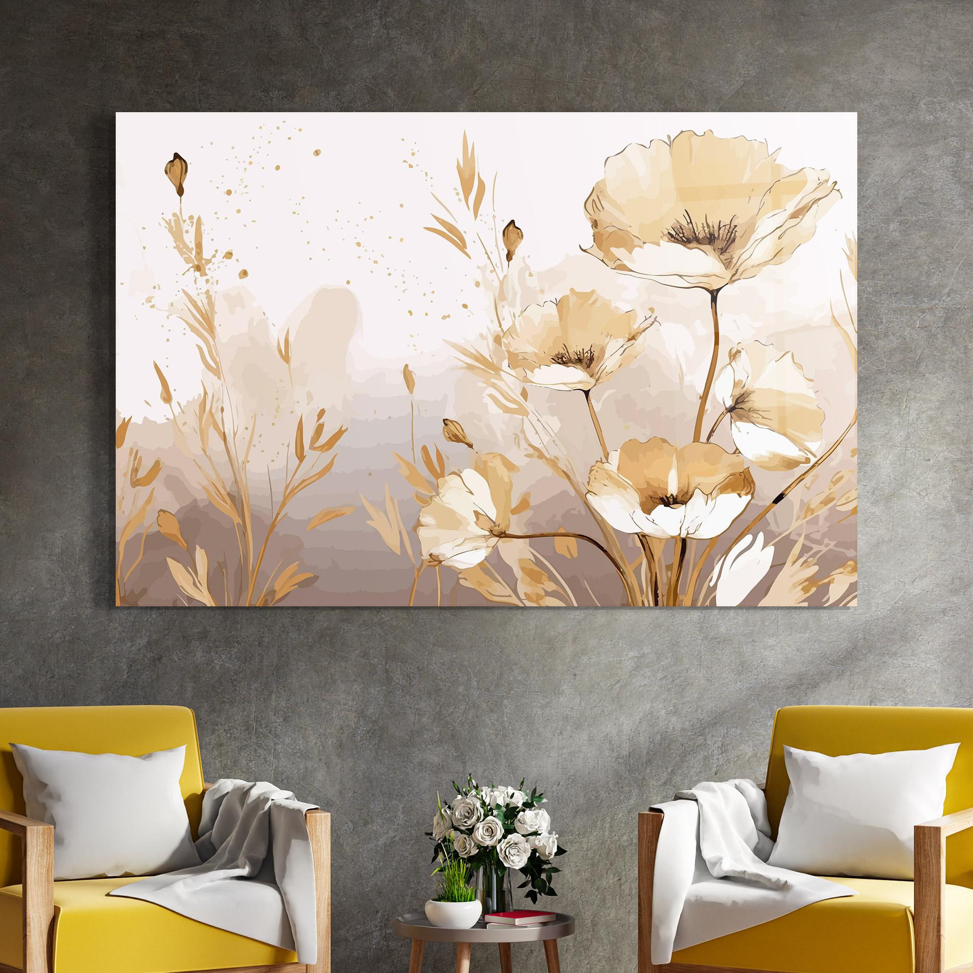 Glasbild Gold Cream Poppy mockup 4