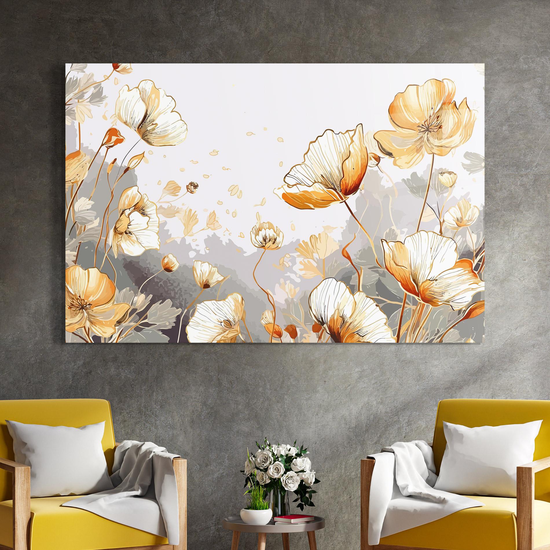 Glasbild Gold Poppies mockup 4