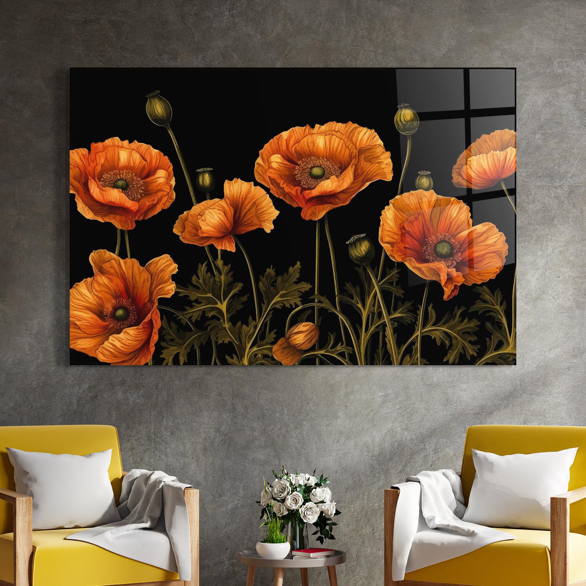 Glasbild Orange Poppies mockup 4