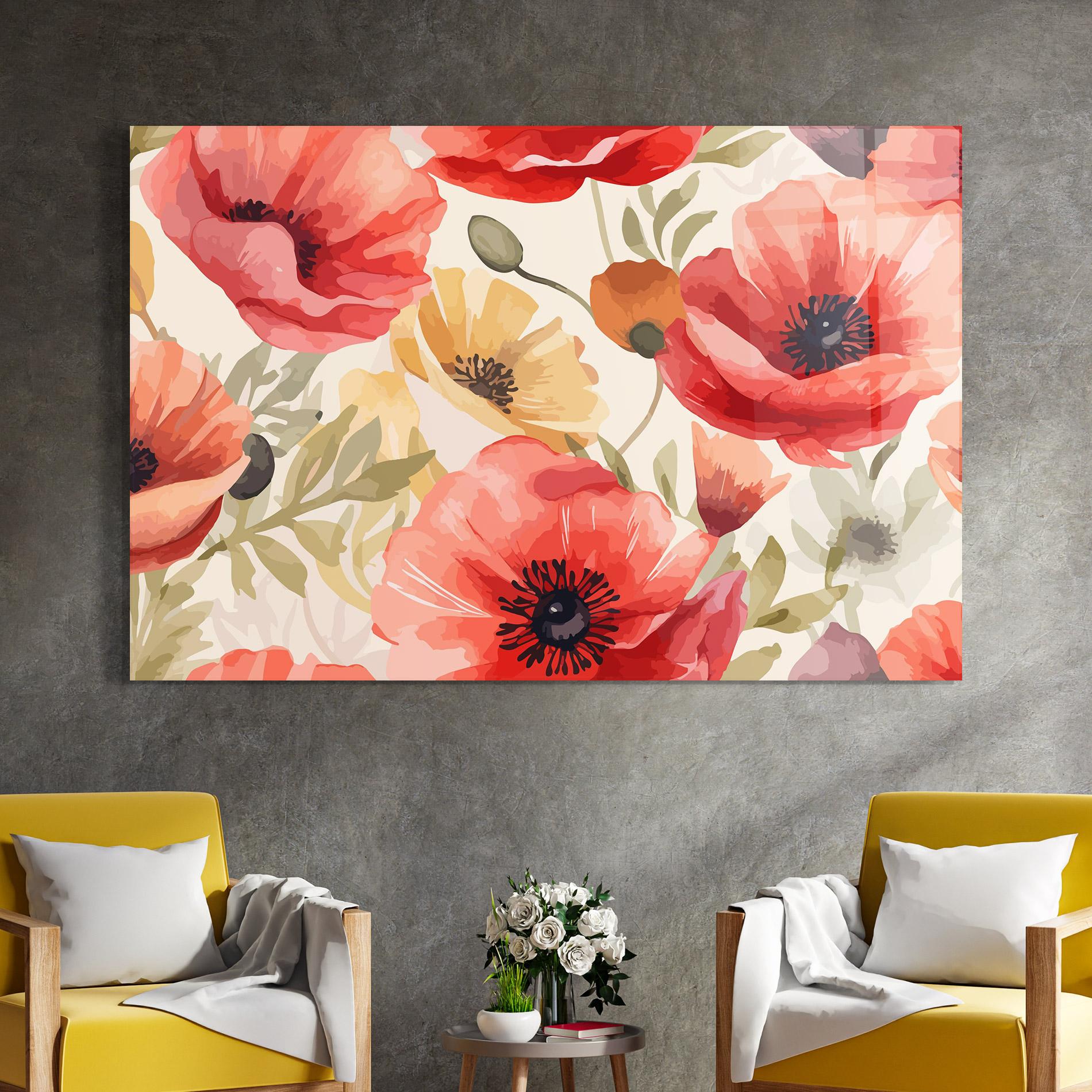 Glasbild Orange Red Poppy mockup 4