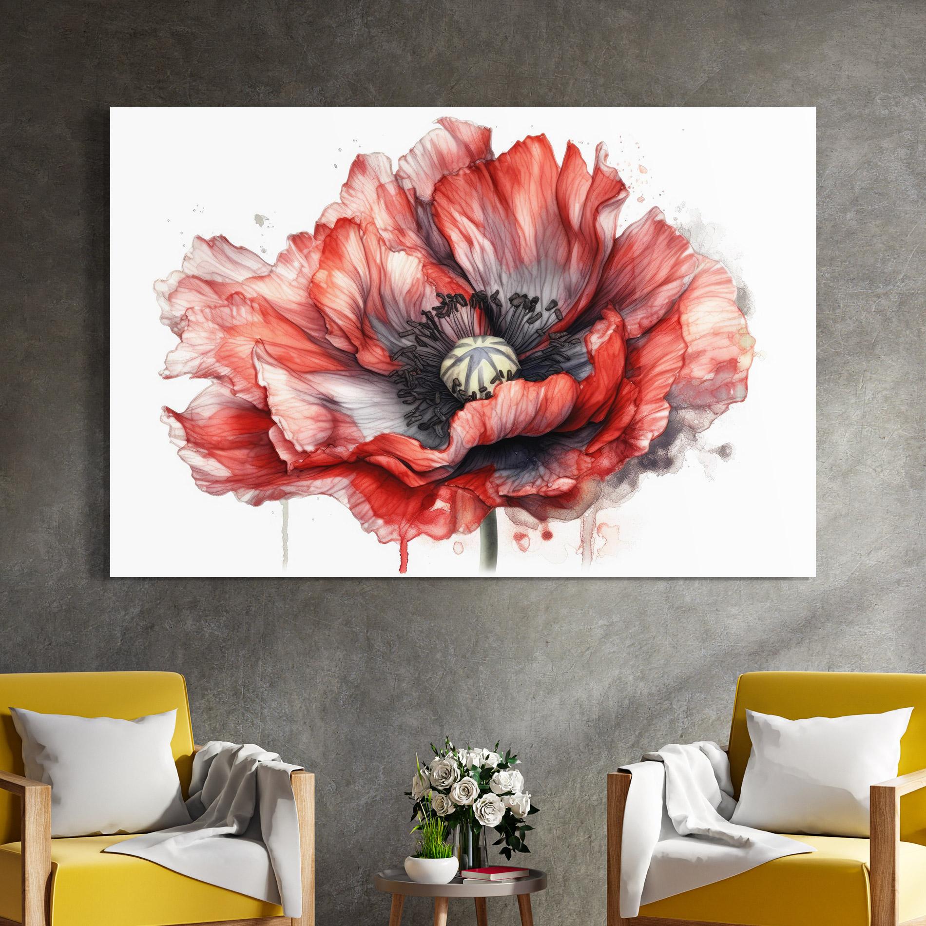 Glasbild Painted Red Poppy mockup 4