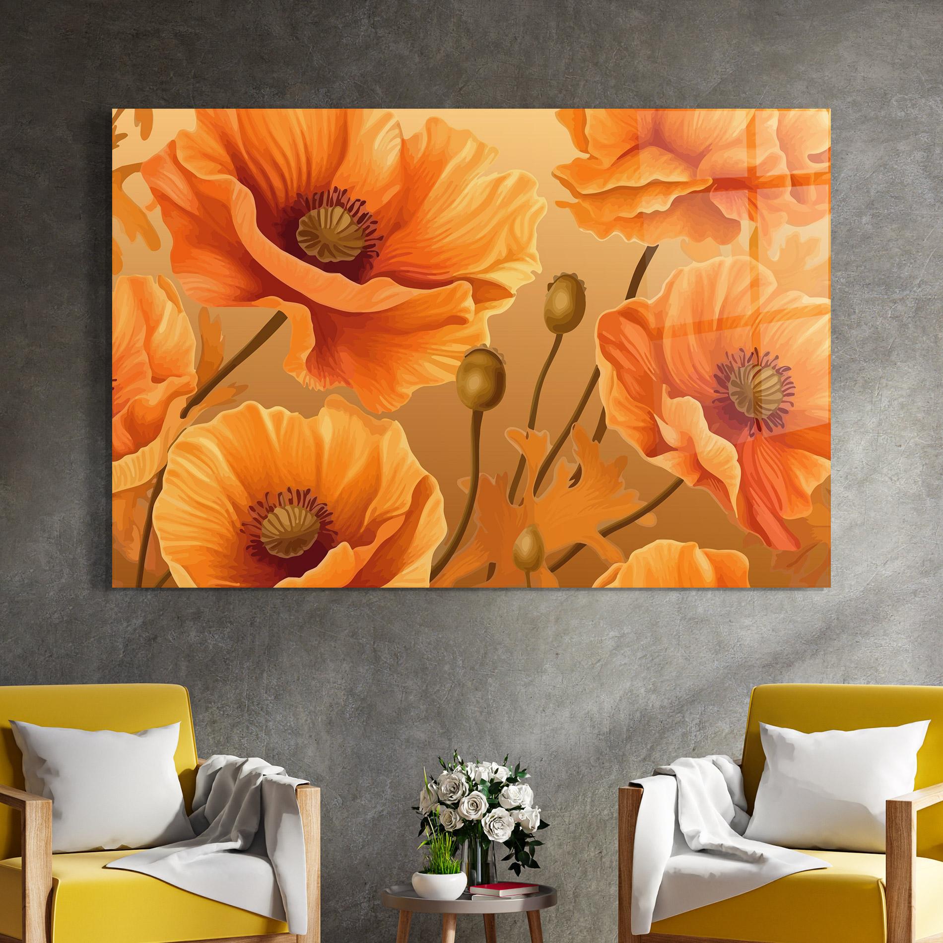 Glasbild Pastel Orange Poppy mockup 4