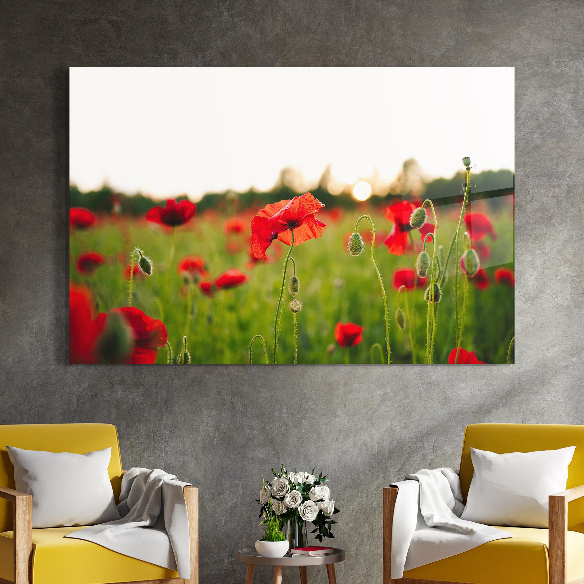 Glasbild Poppies Field mockup 4
