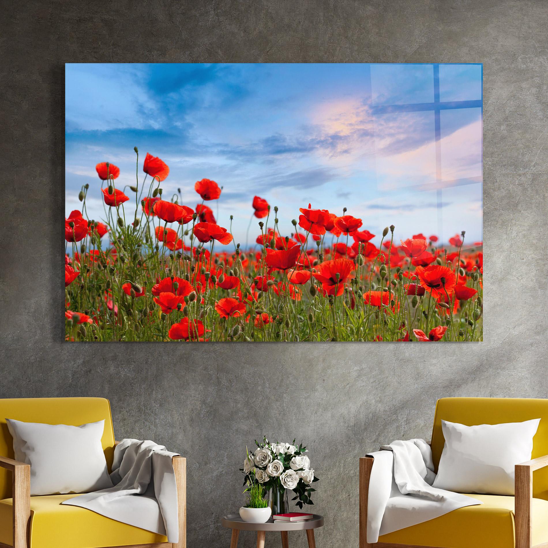 Glasbild Poppy Field mockup 4