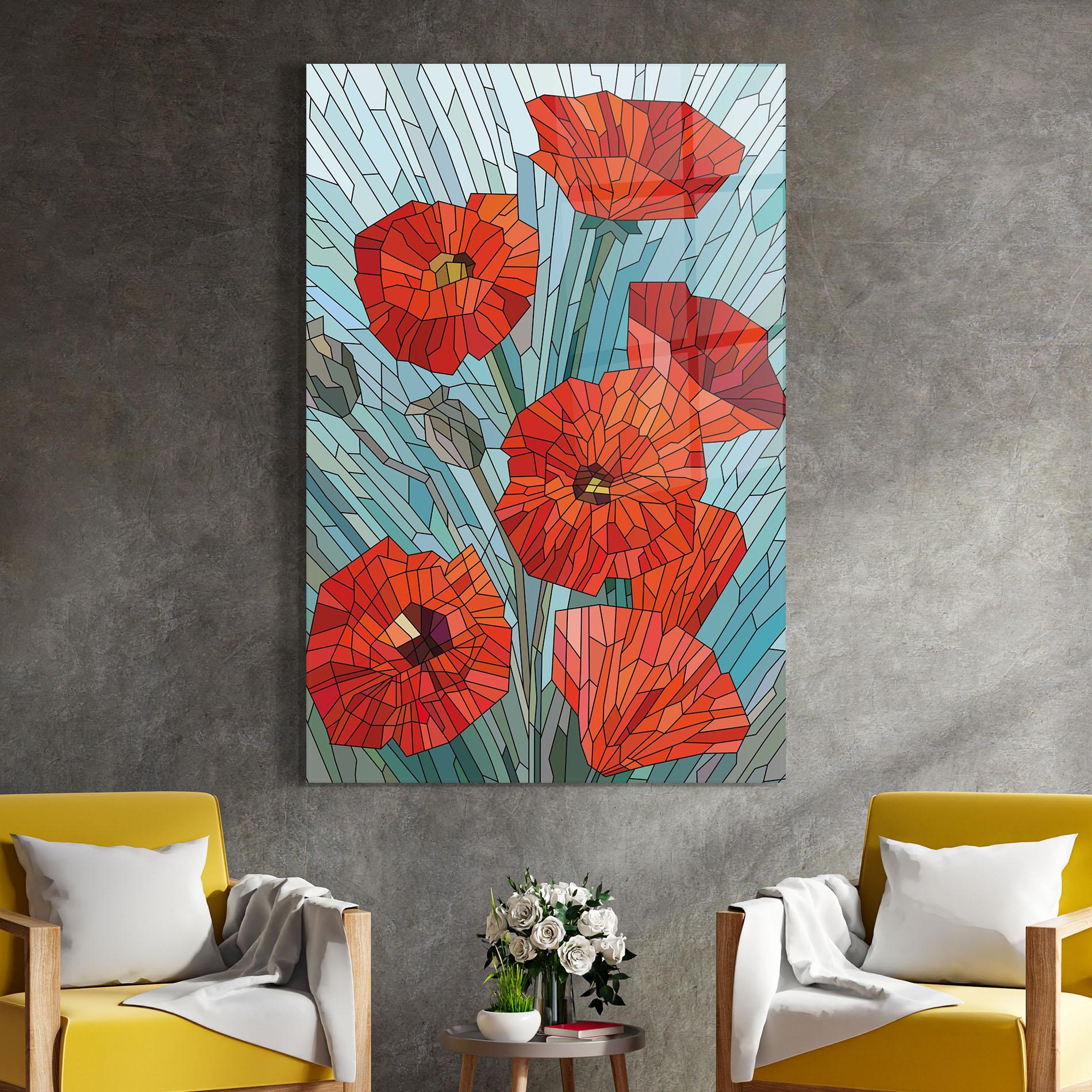 Glasbild Blue Glass Poppy mockup 4