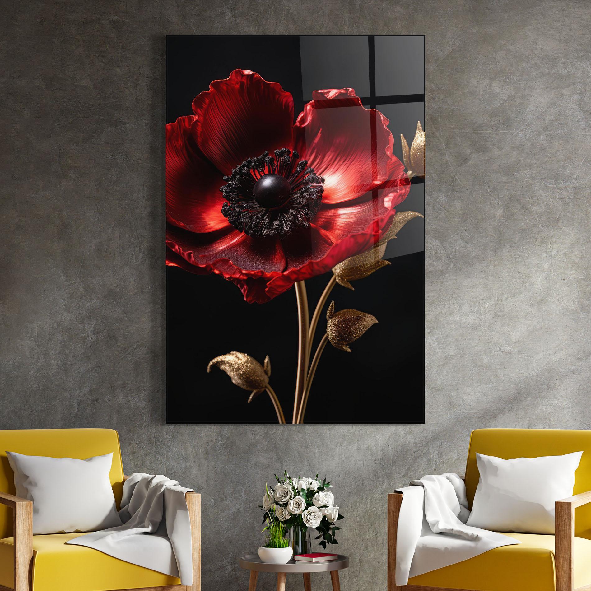 Glasbild Dark Red Poppy mockup 4