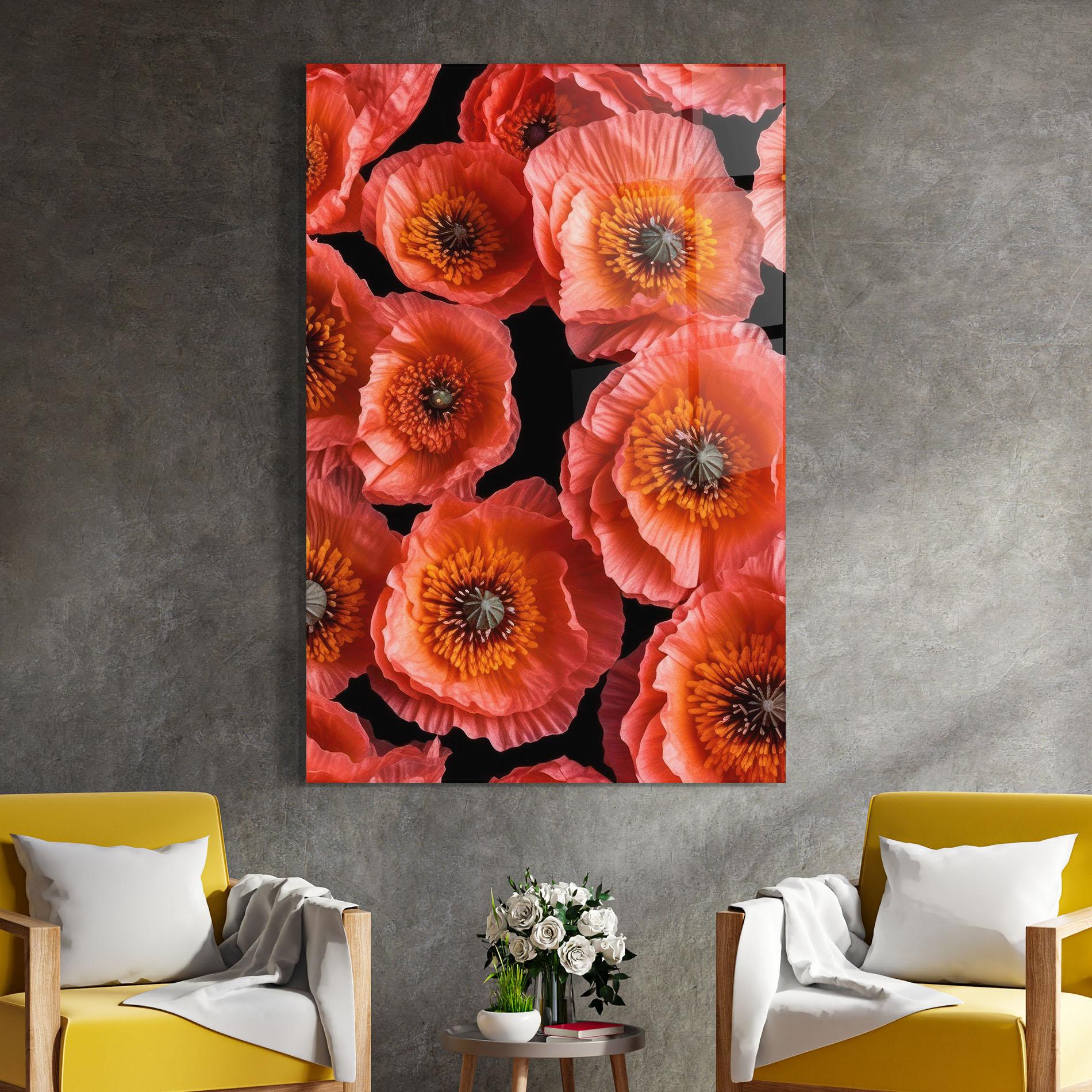 Glasbild Light Red Poppies mockup 4