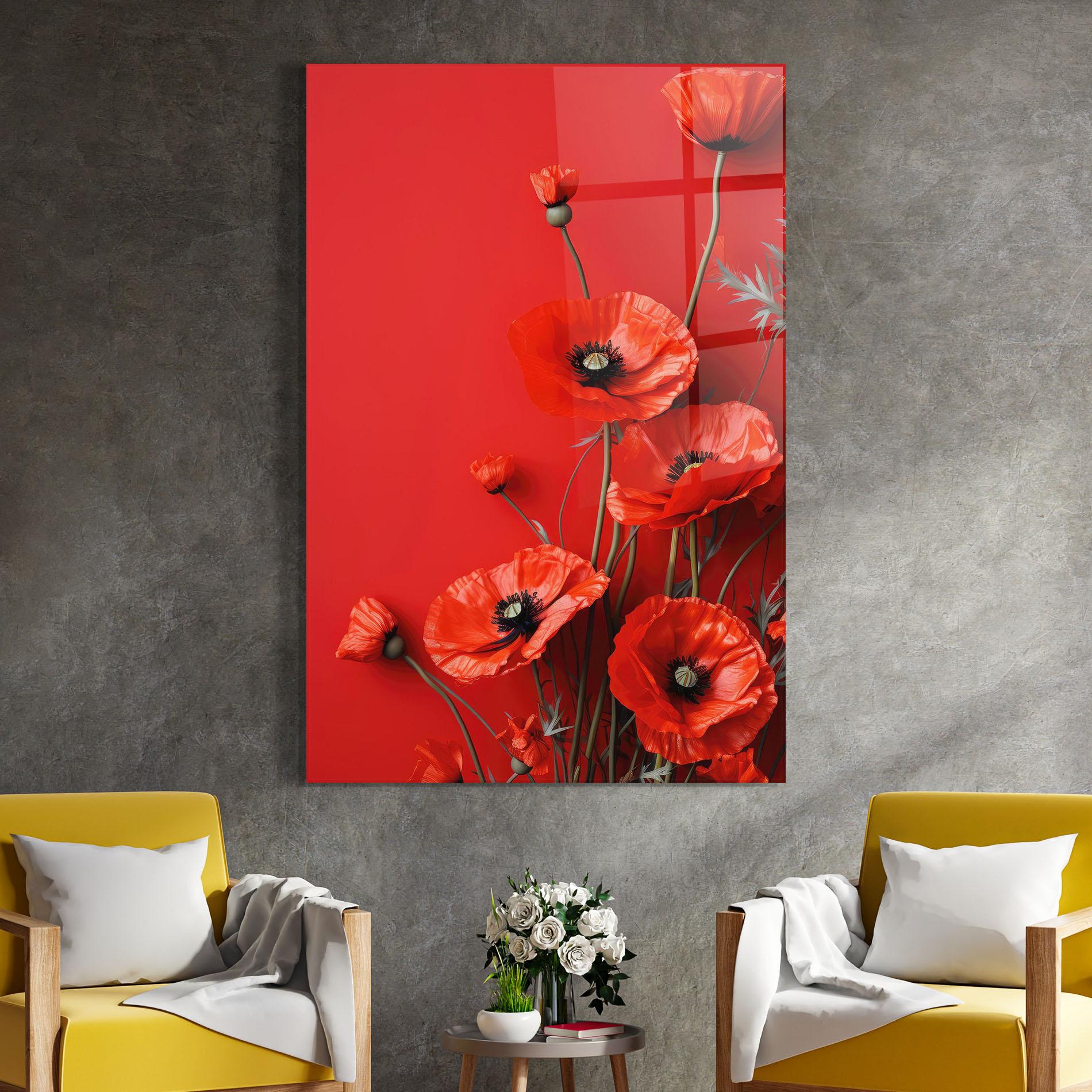 Glasbild Poppies On The Table mockup 4