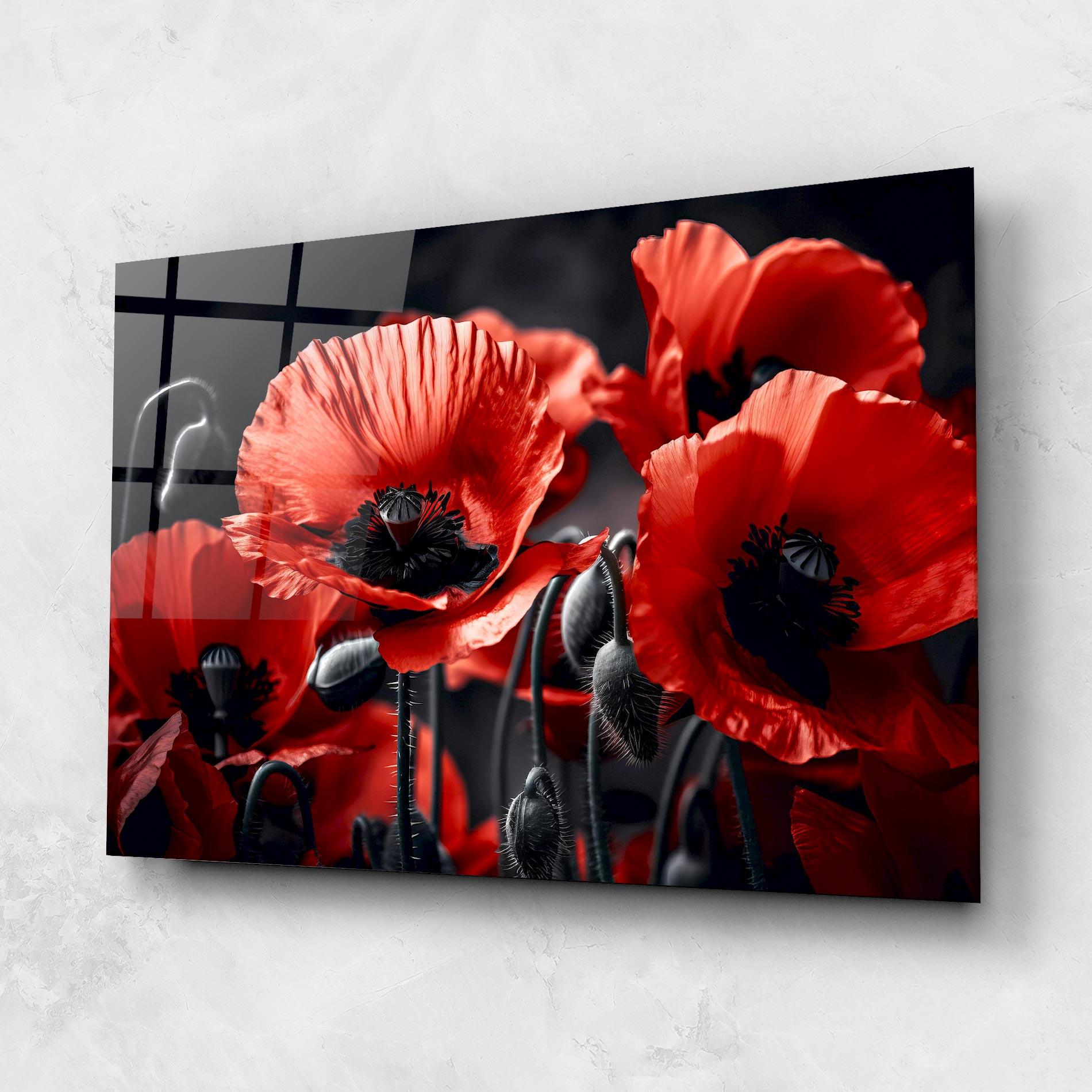 Glasbild Black Red Poppy View mockup 1