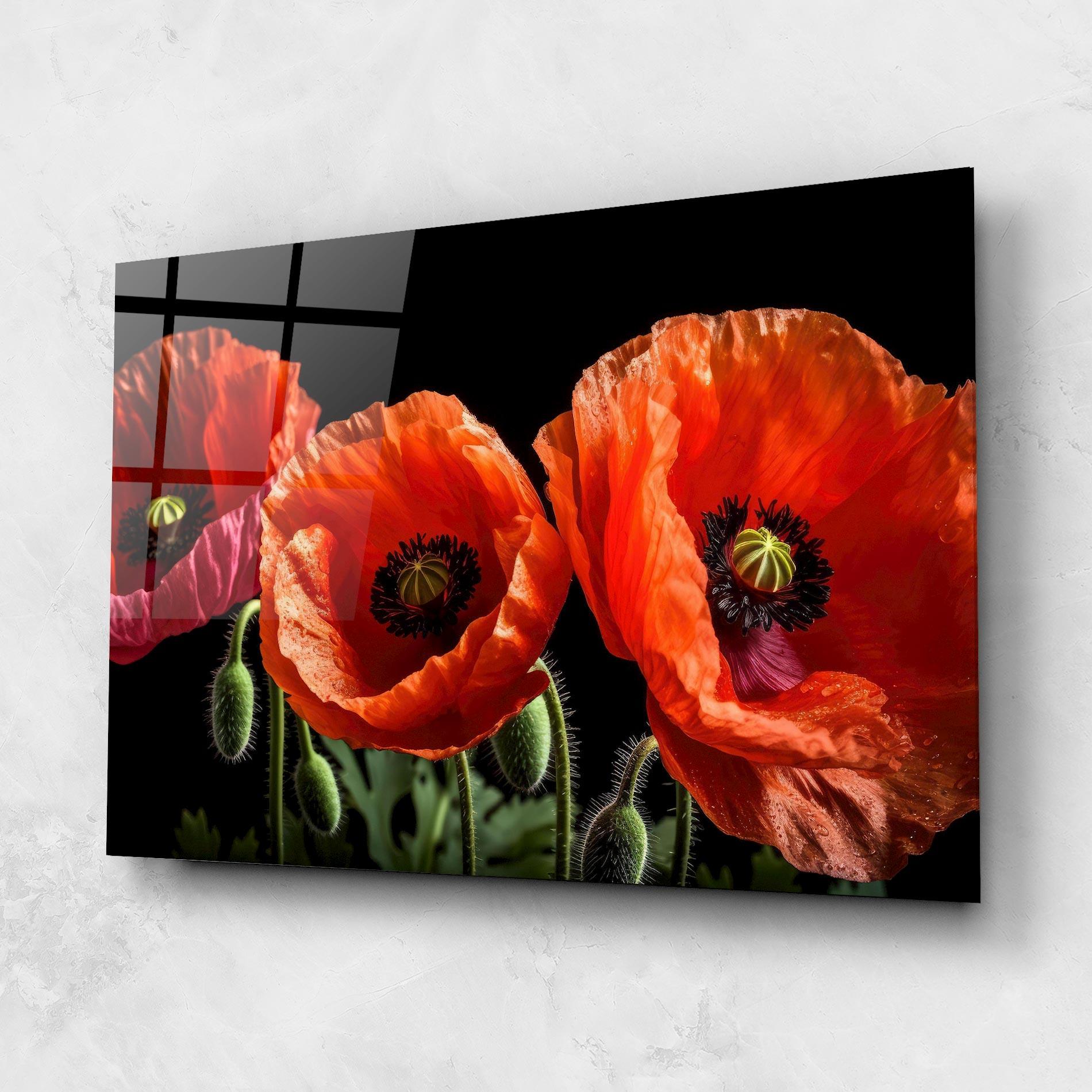 Glasbild Dark Orange Poppies mockup 1