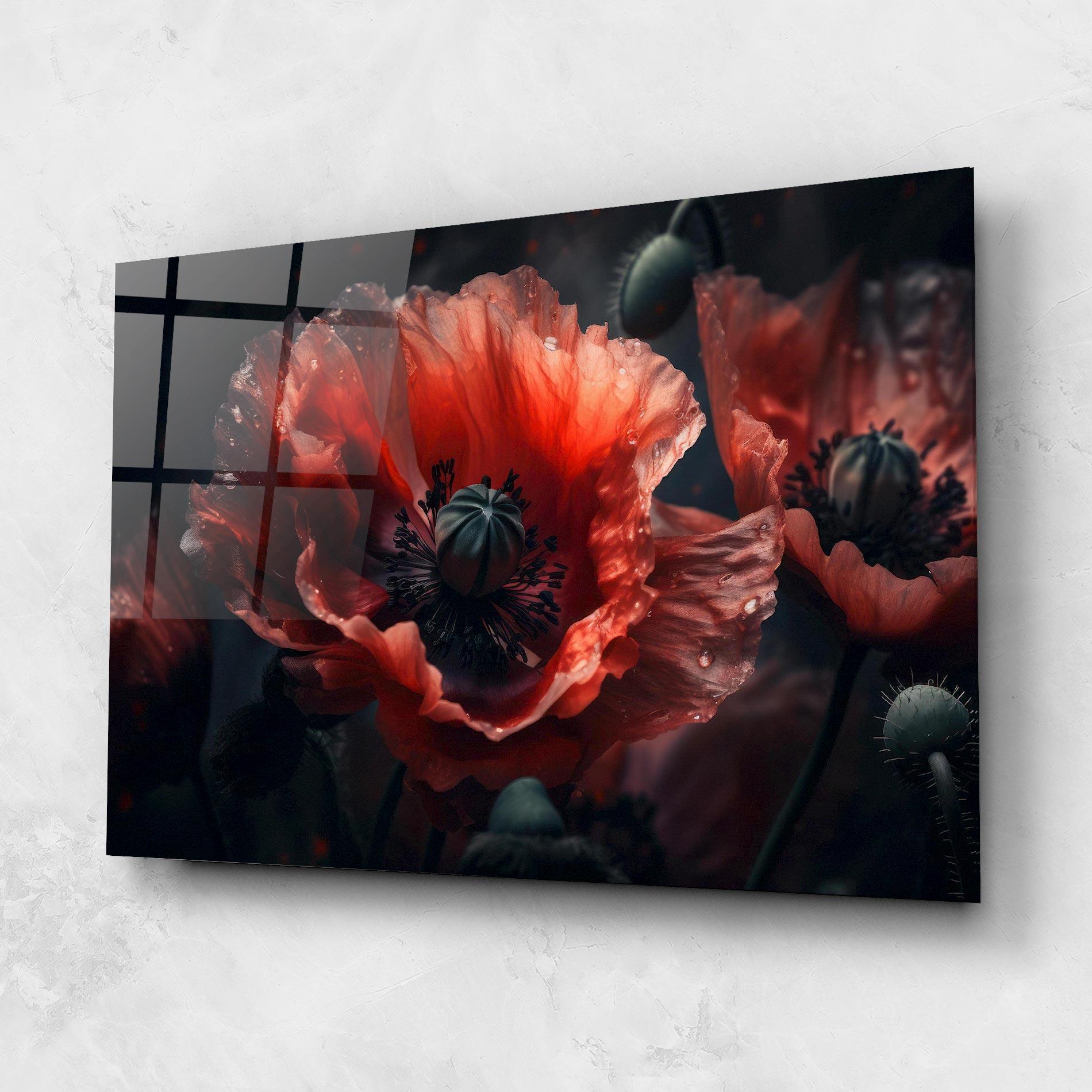 Glasbild Dark Shade Poppy mockup 1