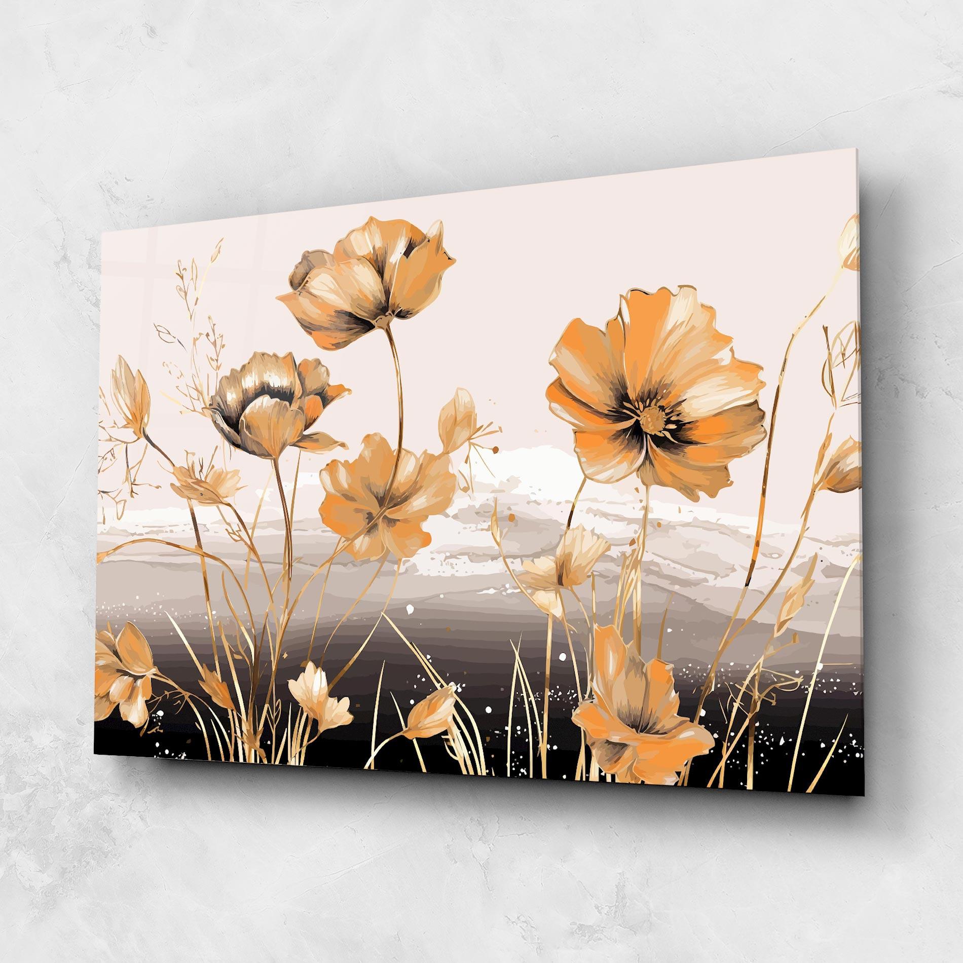 Glasbild Gold Black Poppy mockup 1