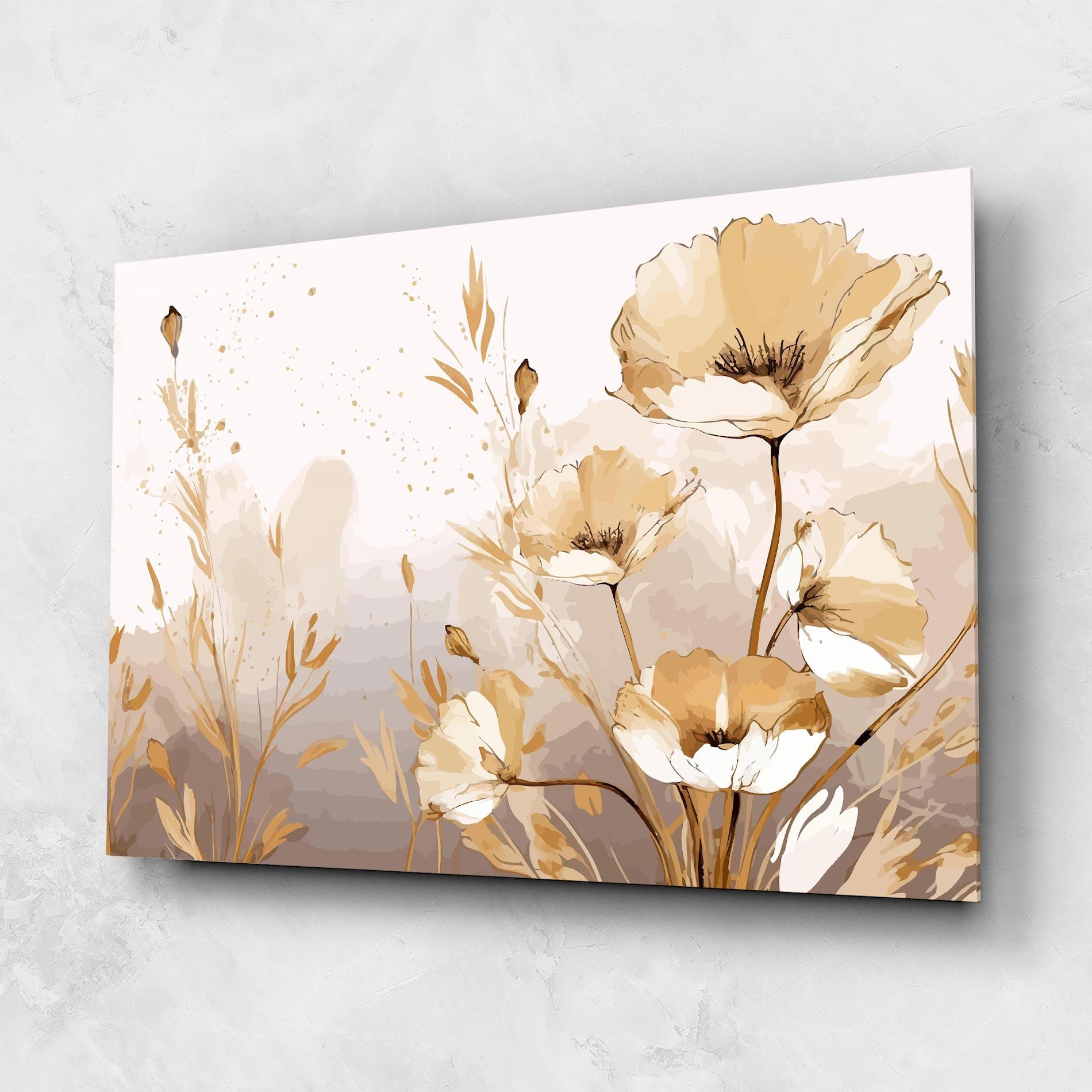 Glasbild Gold Cream Poppy mockup 1