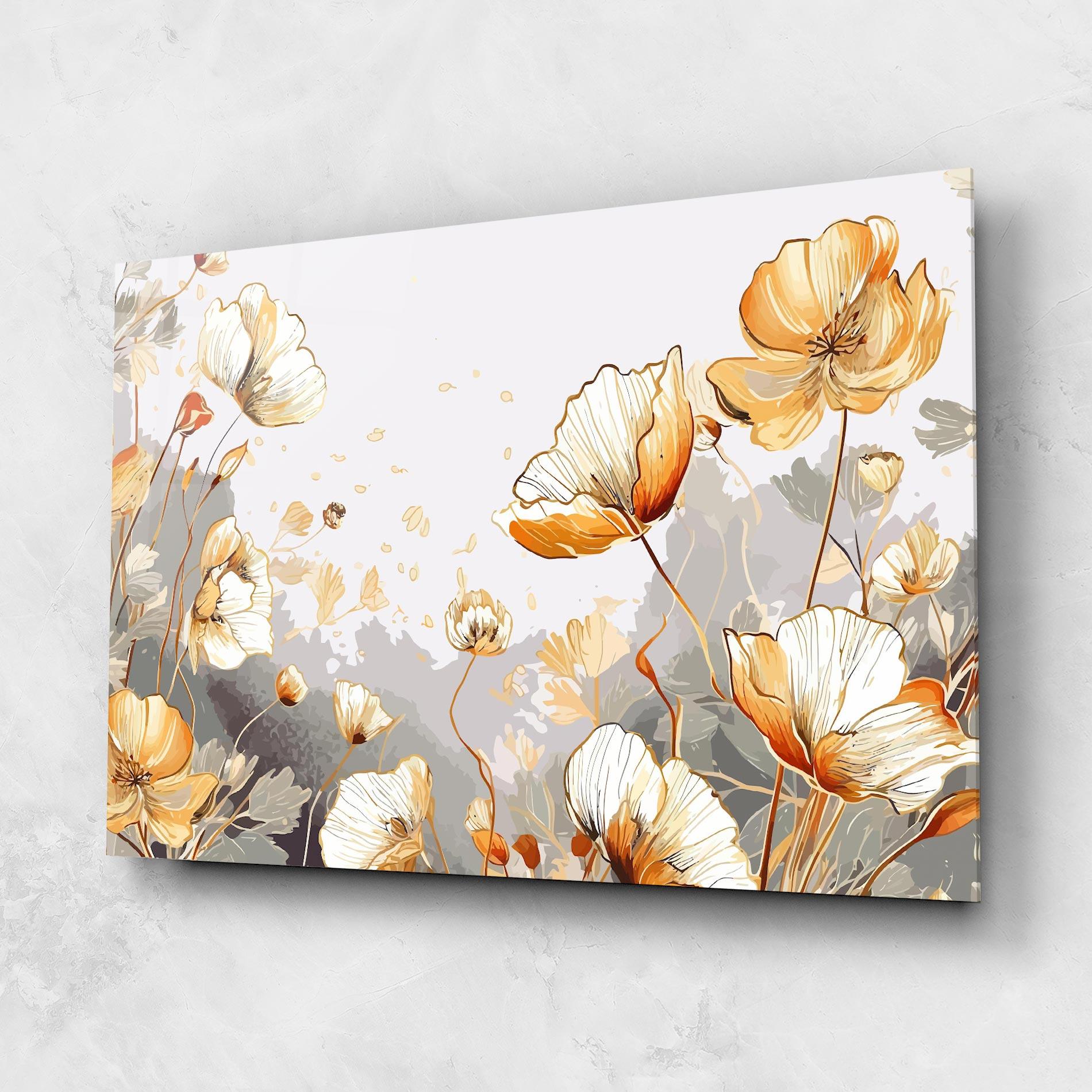 Glasbild Gold Poppies mockup 1