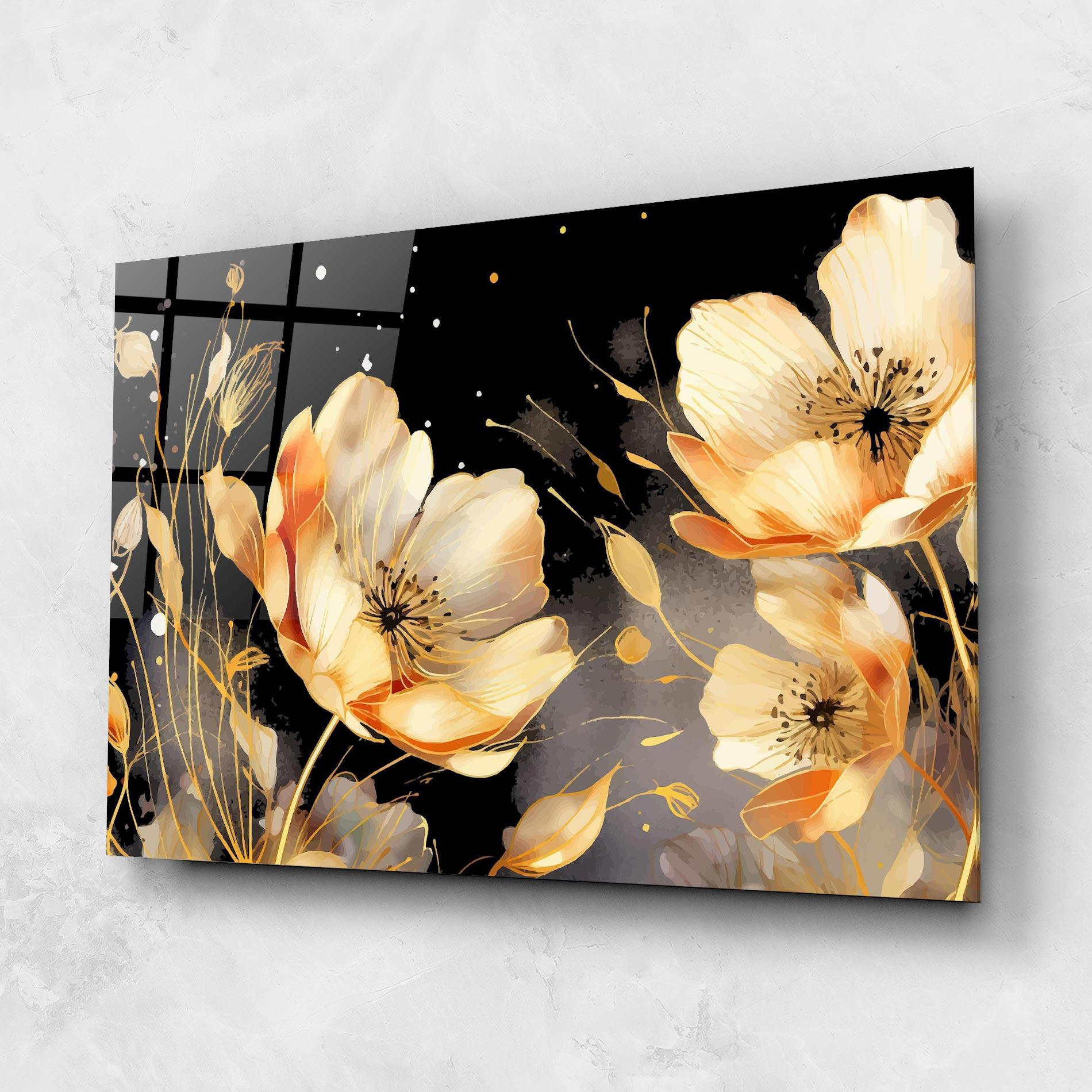 Glasbild Gold Poppy Black mockup 1