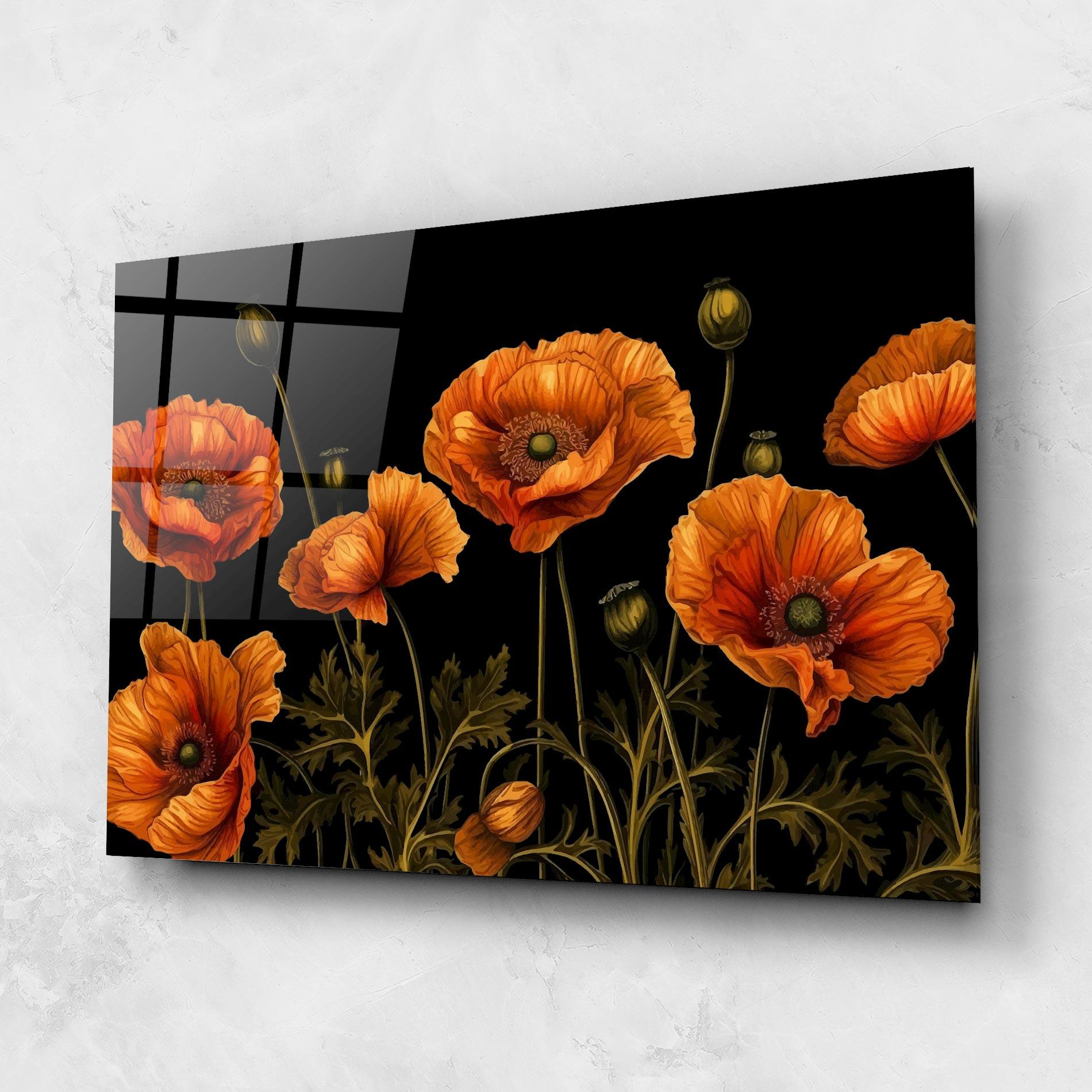 Glasbild Orange Poppies mockup 1