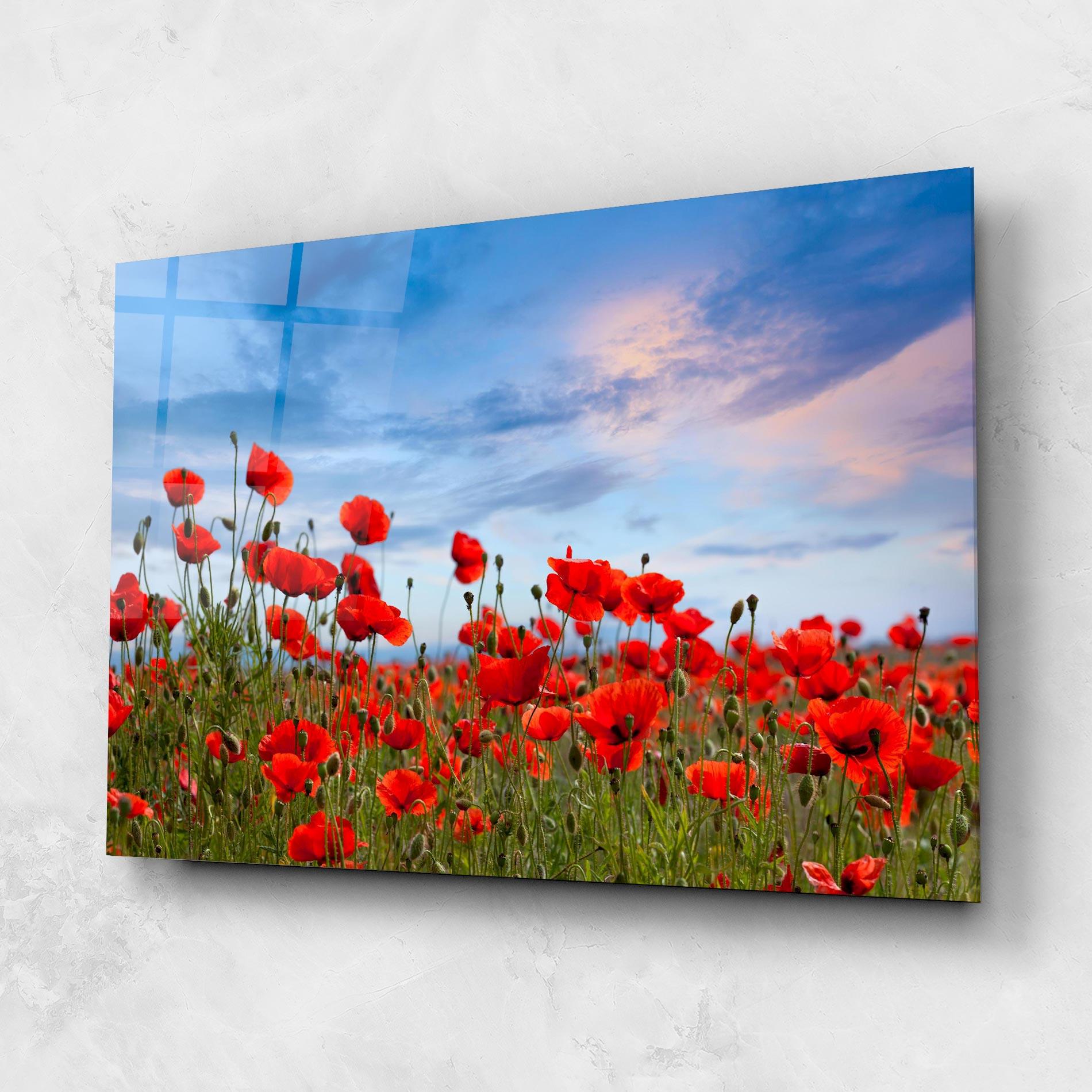 Glasbild Poppy Field mockup 1