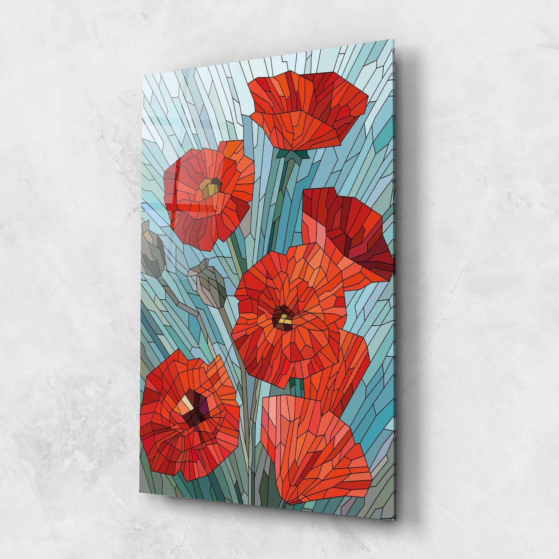 Glasbild Blue Glass Poppy mockup 1
