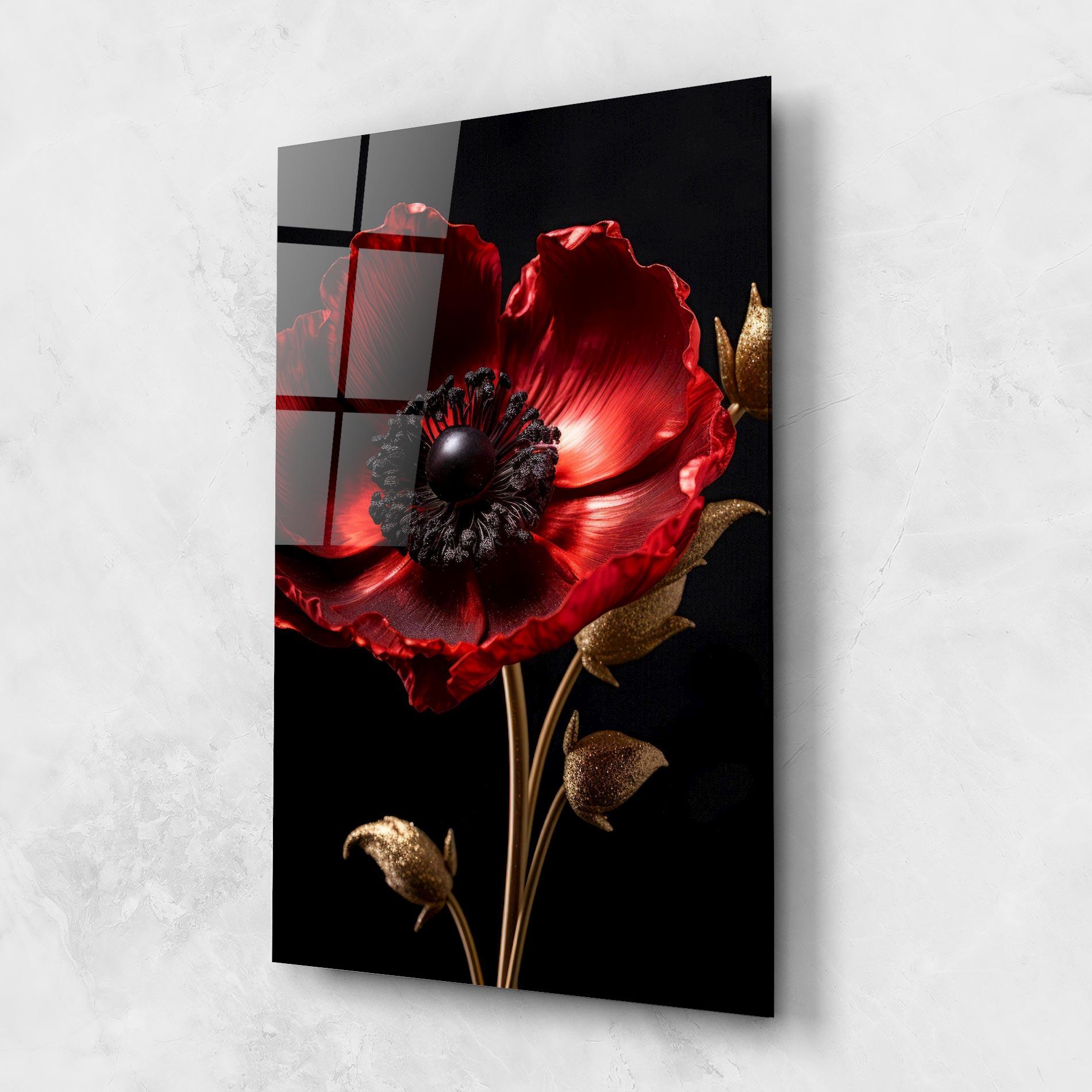 Glasbild Dark Red Poppy mockup 1