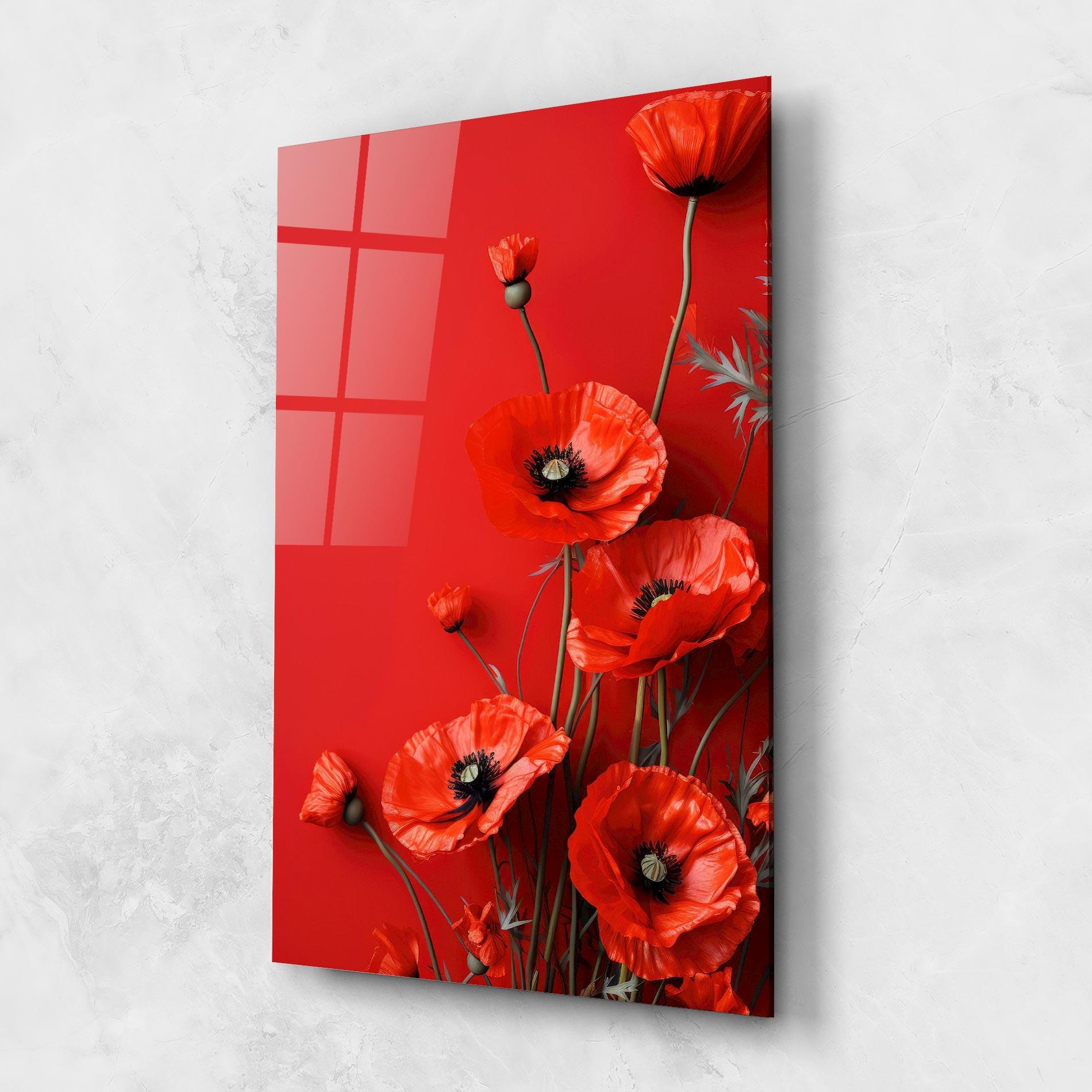 Glasbild Poppies On The Table mockup 1