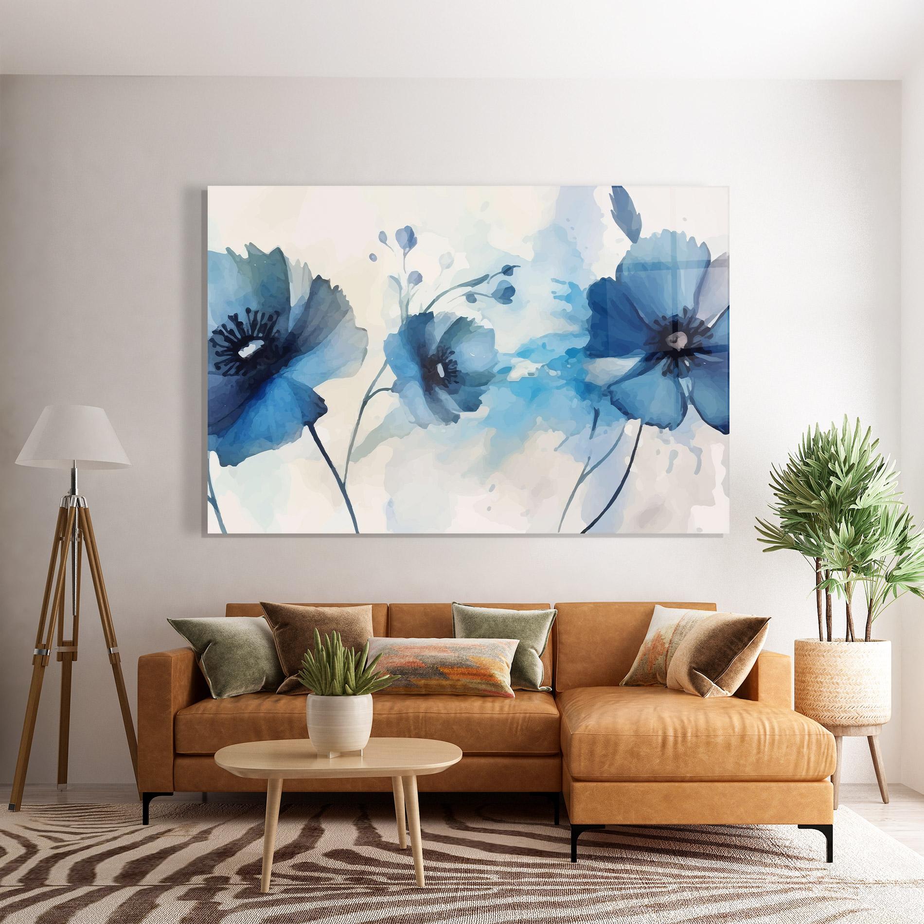 Glasbild Blue Poppies mockup 7