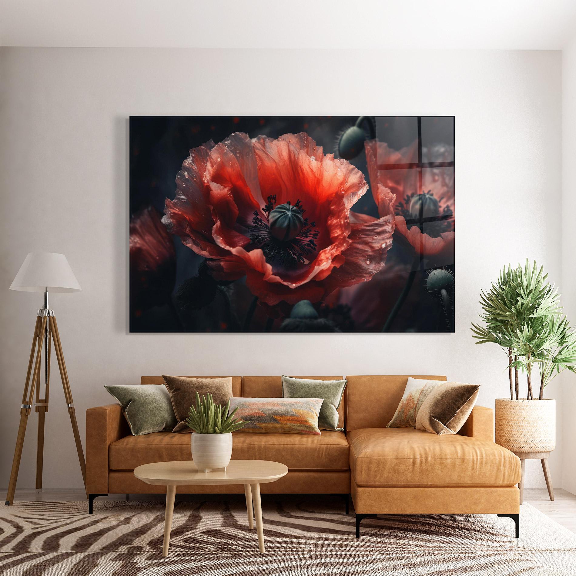 Glasbild Dark Shade Poppy mockup 7