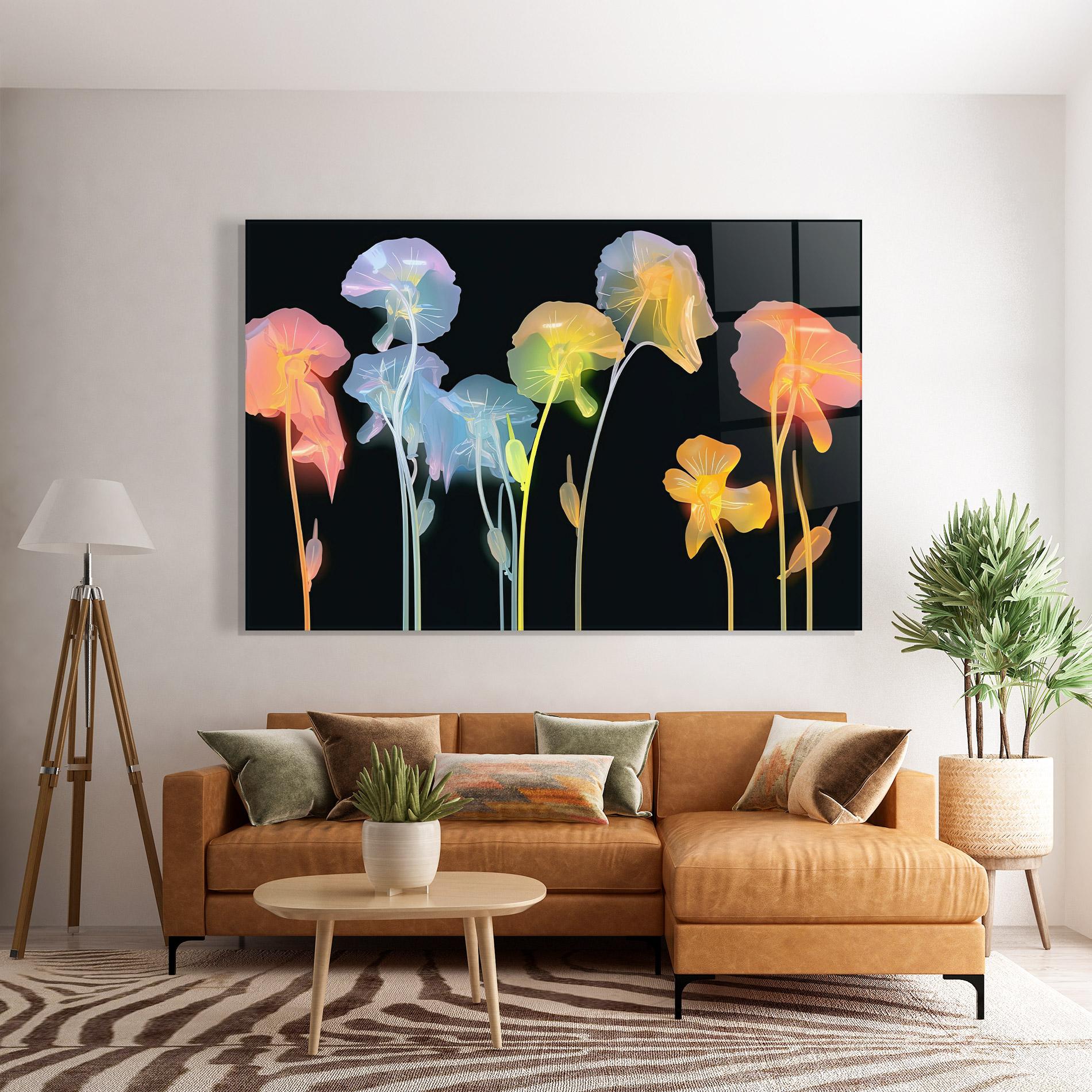 Glasbild Neon Poppy mockup 7