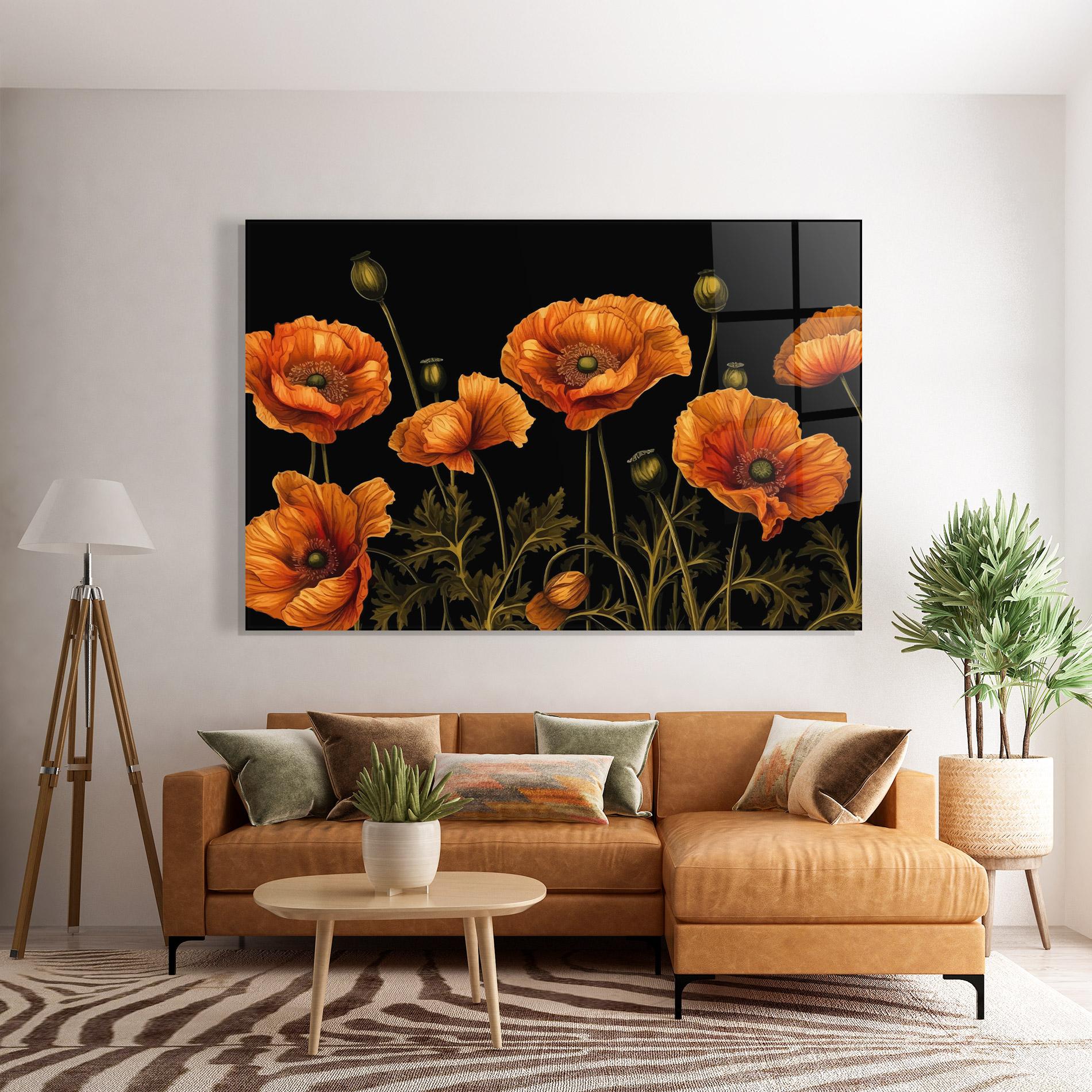 Glasbild Orange Poppies mockup 7