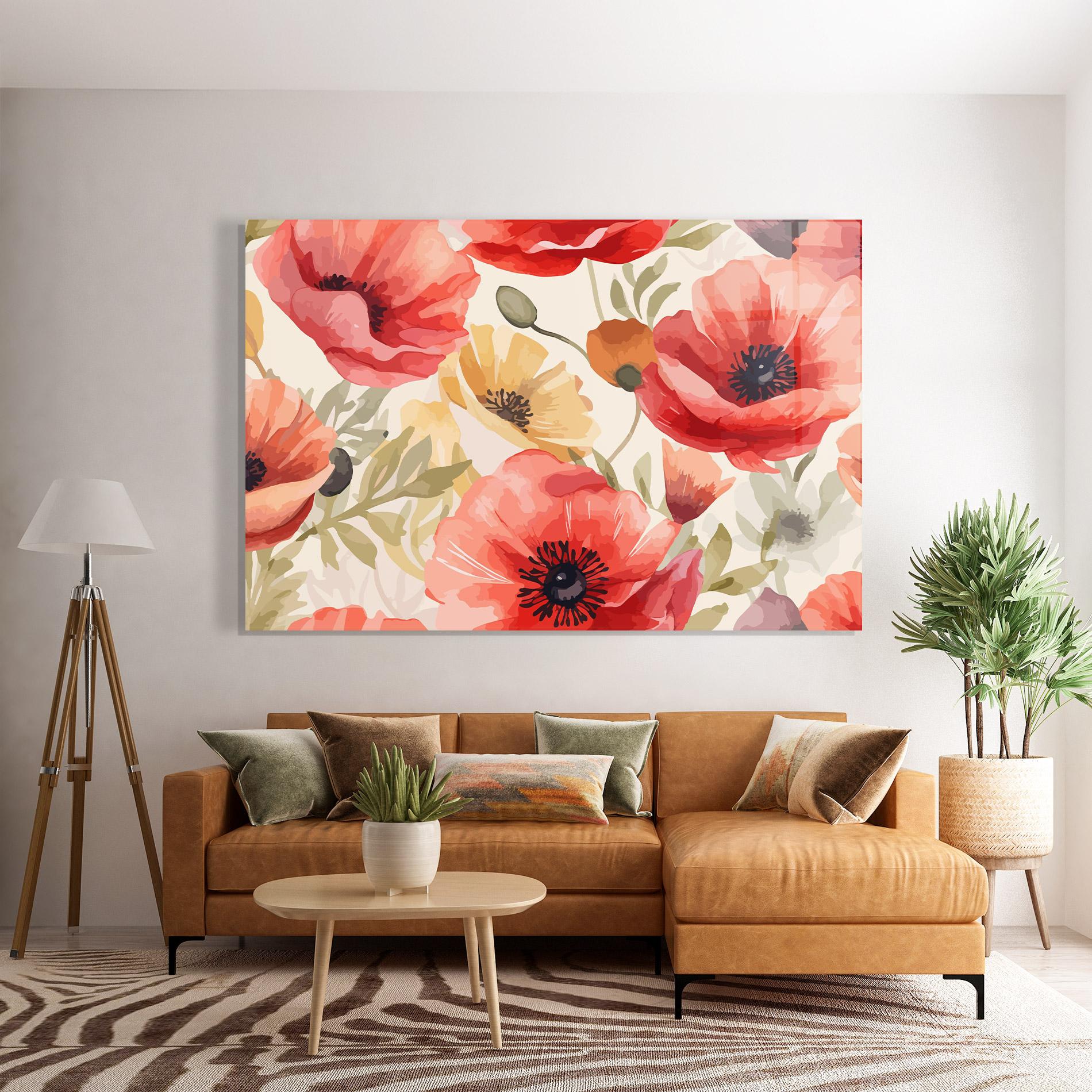 Glasbild Orange Red Poppy mockup 7