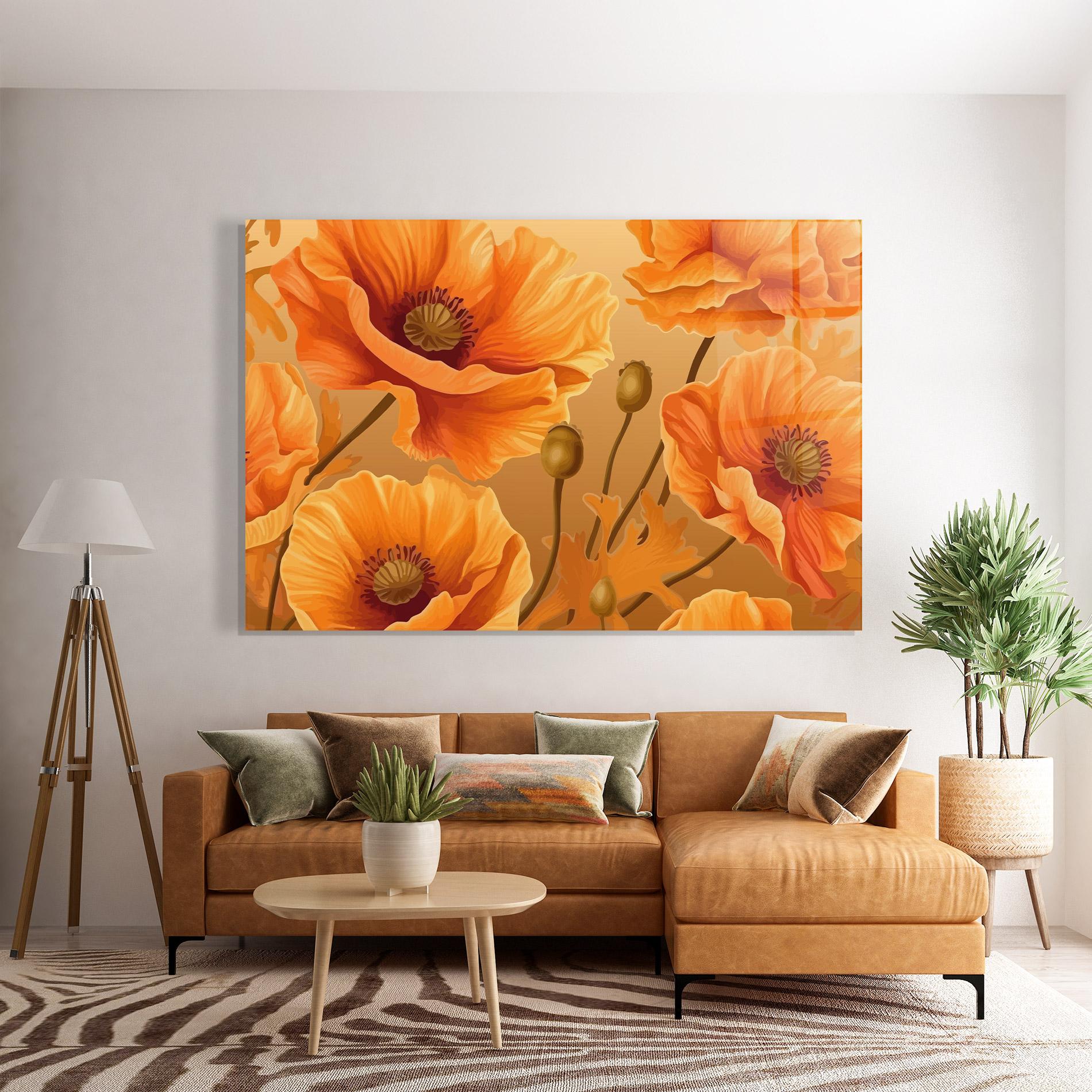 Glasbild Pastel Orange Poppy mockup 7