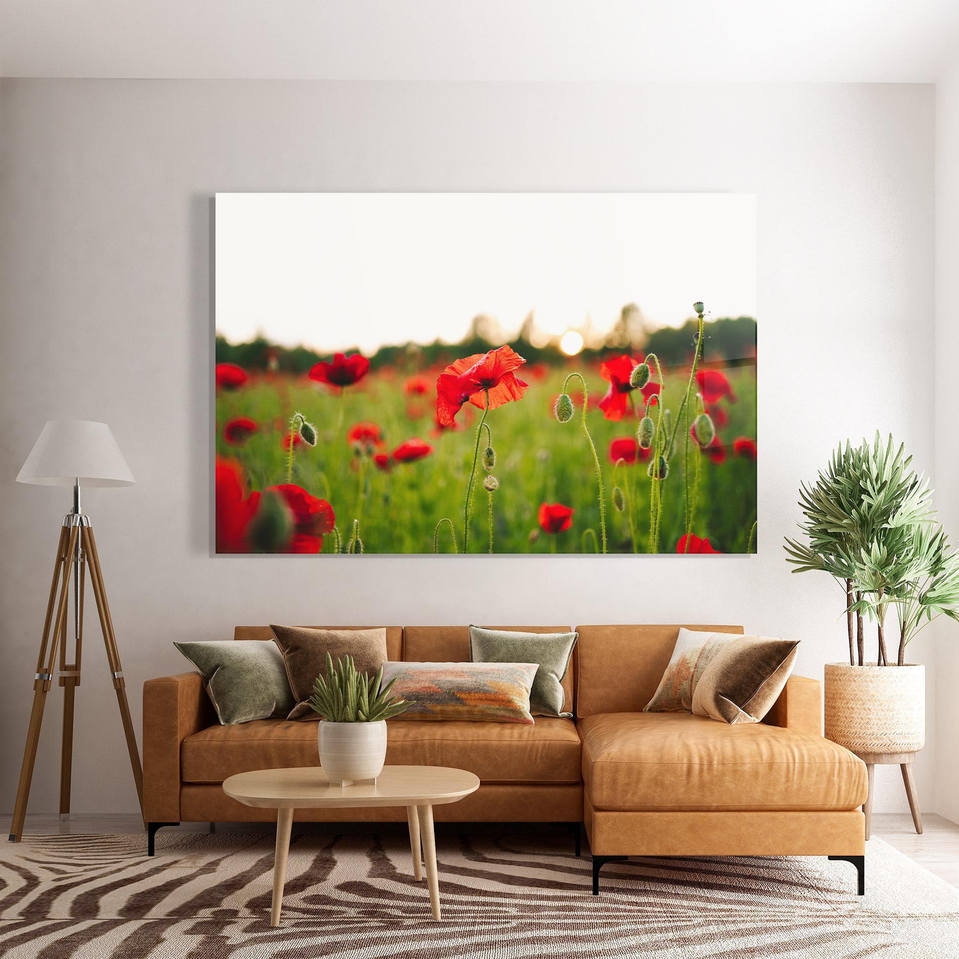 Glasbild Poppies Field mockup 7