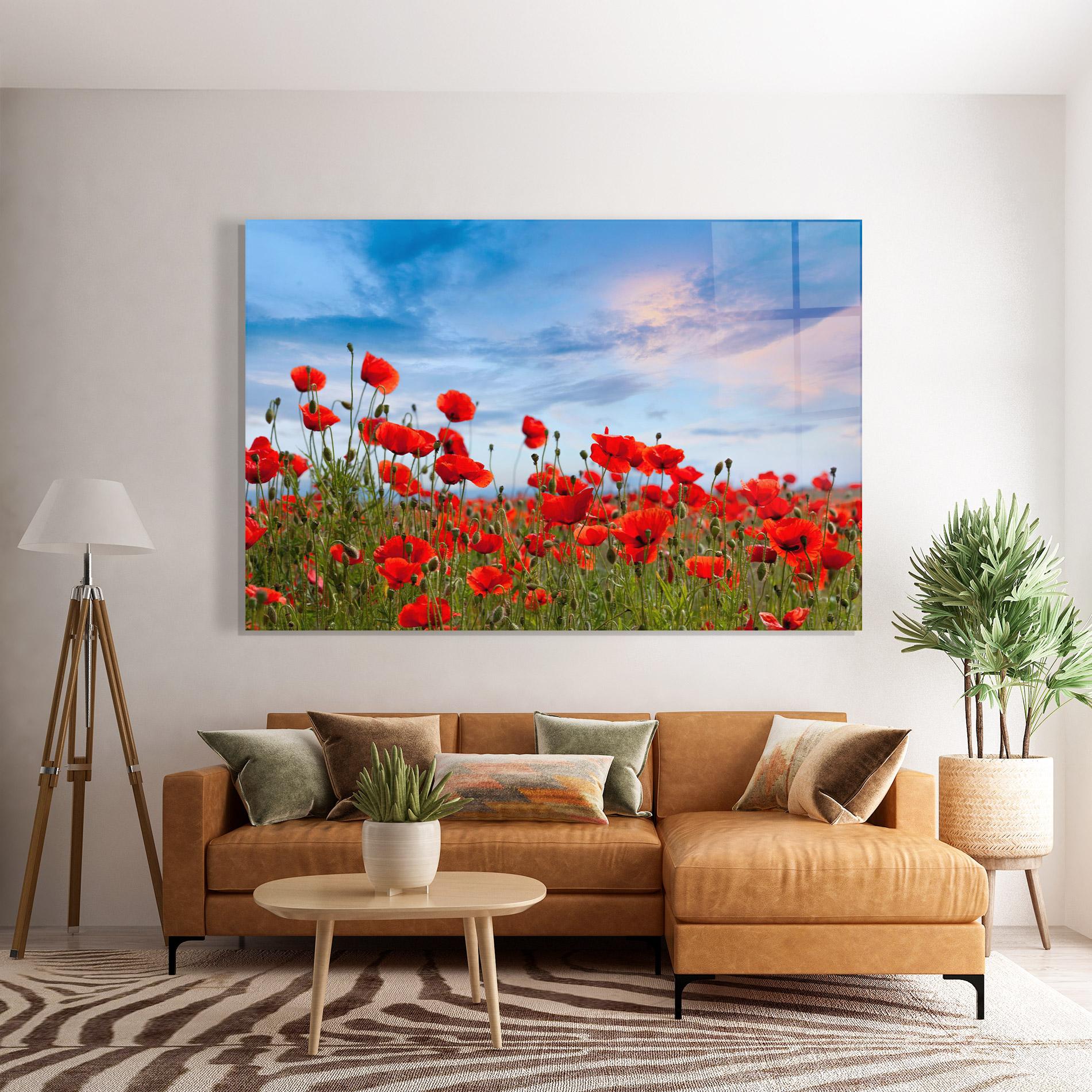 Glasbild Poppy Field mockup 7